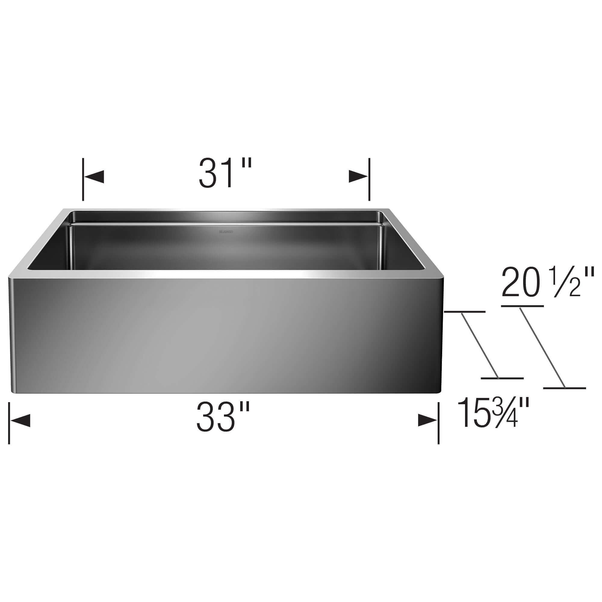Alternate Image for Blanco Quatrus 33" Stainless Steel Workstation Farmhouse Sink with Accessories, 18 Gauge, Satin Polish, 525243