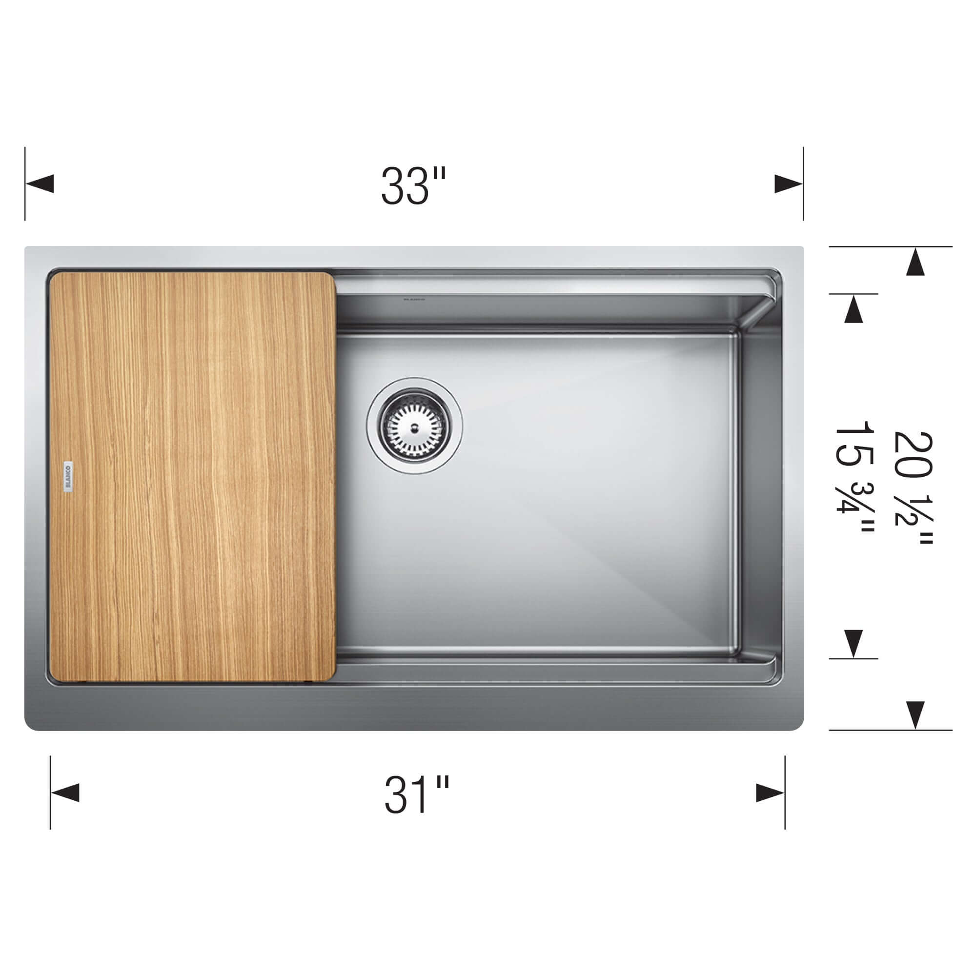 Alternate Image for Blanco Quatrus 33" Stainless Steel Workstation Farmhouse Sink with Accessories, 18 Gauge, Satin Polish, 525243