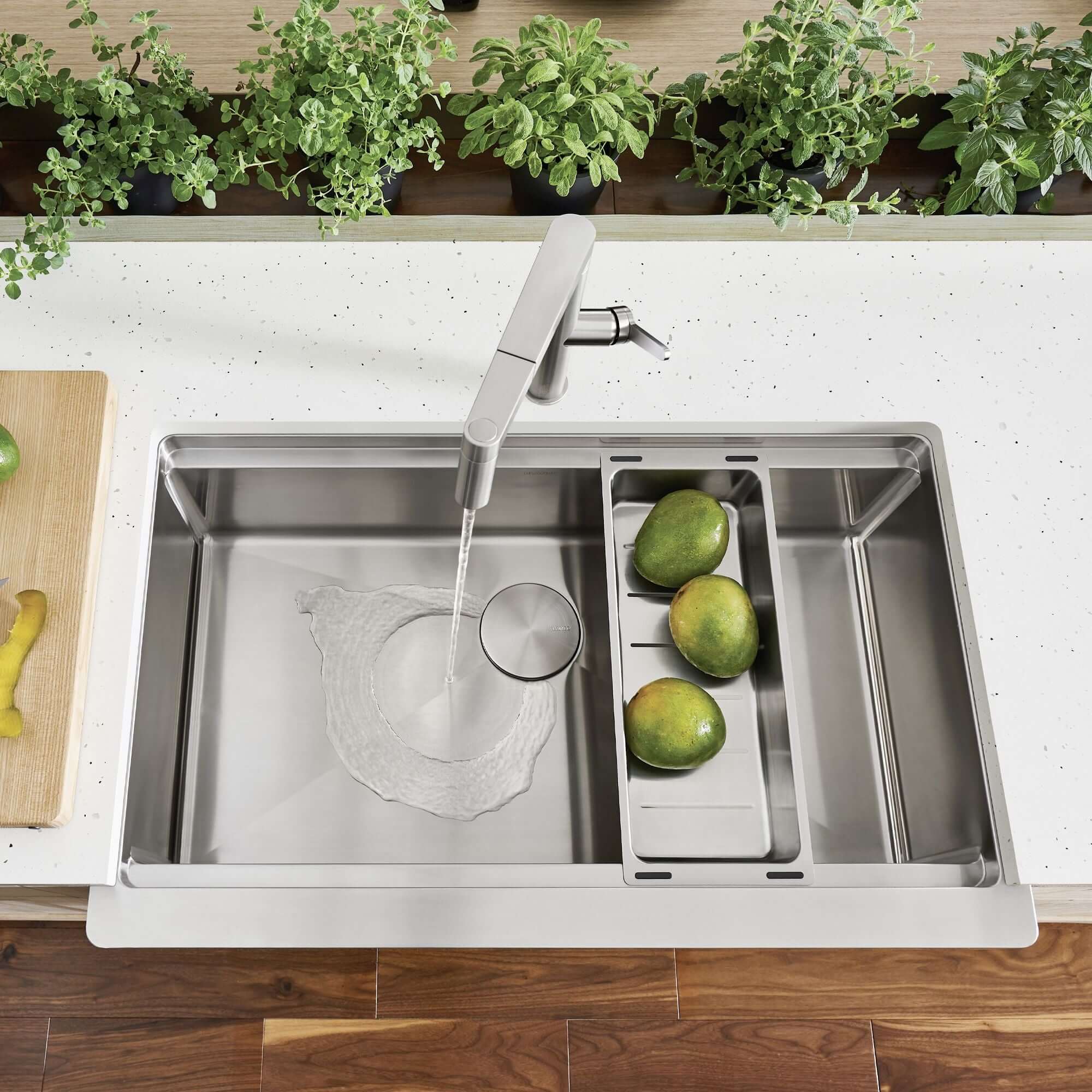 Alternate Image for Blanco Quatrus 33" Stainless Steel Workstation Farmhouse Sink with Accessories, 18 Gauge, Satin Polish, 525243