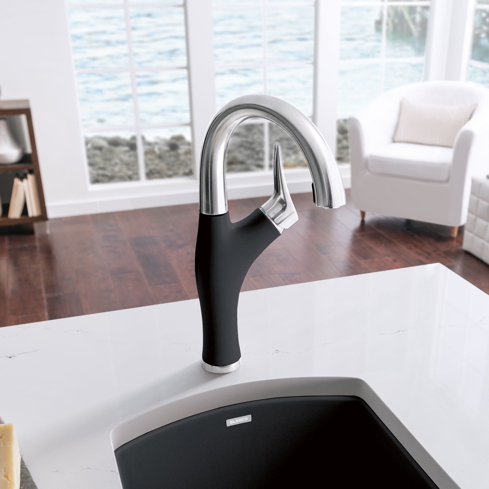 Alternate Image for Blanco Artona 1.5 GPM Brass Bar Faucet, Pull-Down, Anthracite/Stainless, 526378