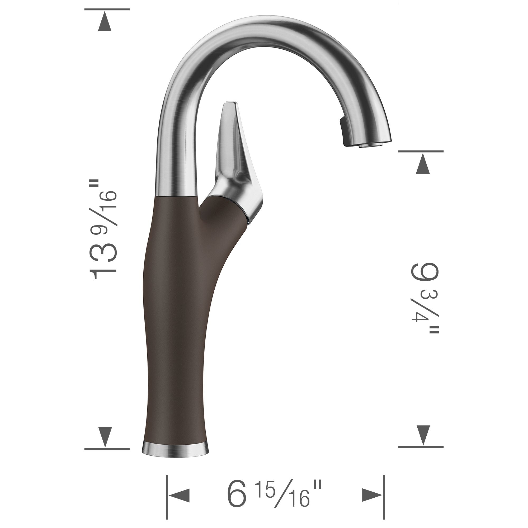 Alternate Image for Blanco Artona 1.5 GPM Brass Bar Faucet, Pull-Down, Cafe/Stainless, 526380