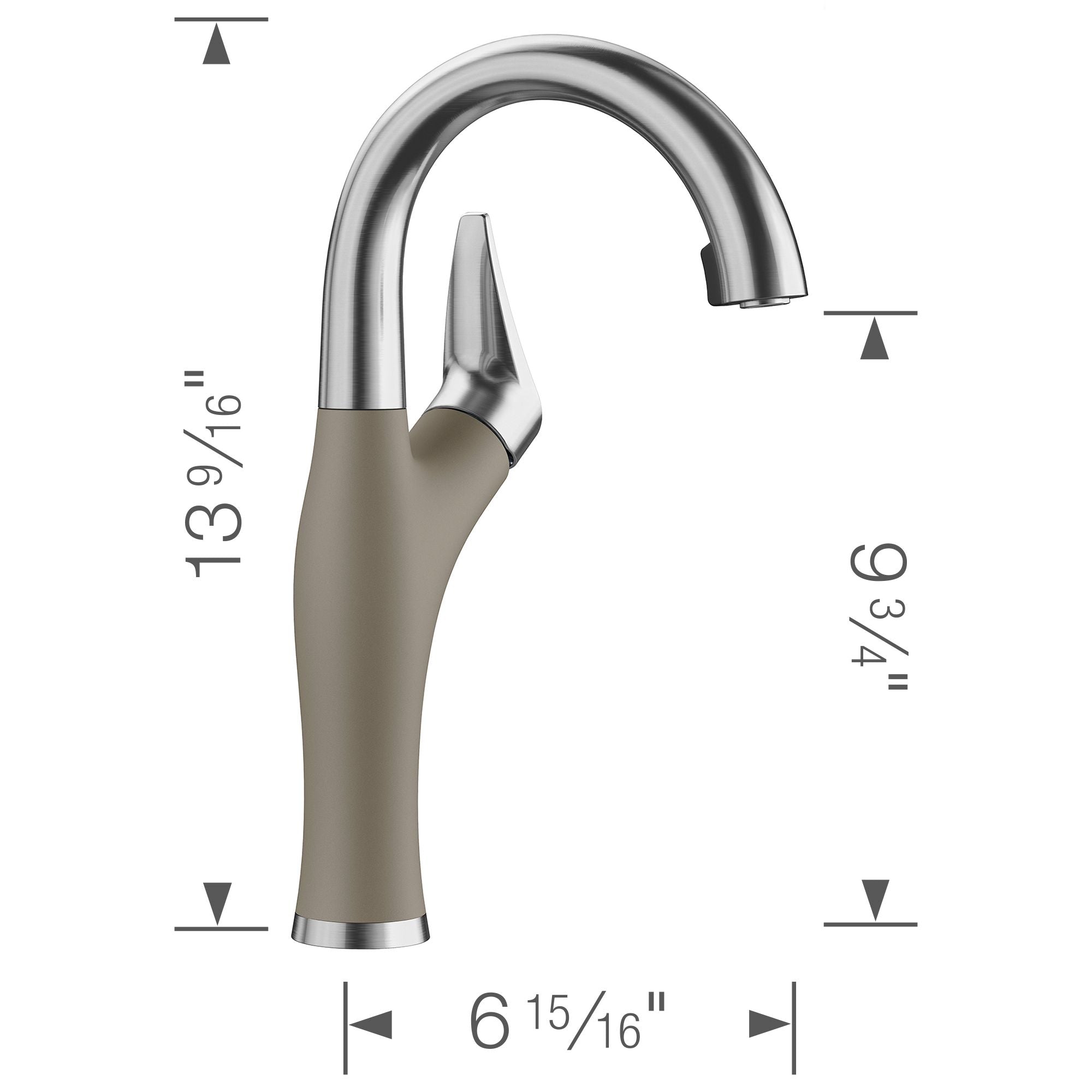 Alternate Image for Blanco Artona 1.5 GPM Brass Bar Faucet, Pull-Down, Truffle/Stainless, 526385
