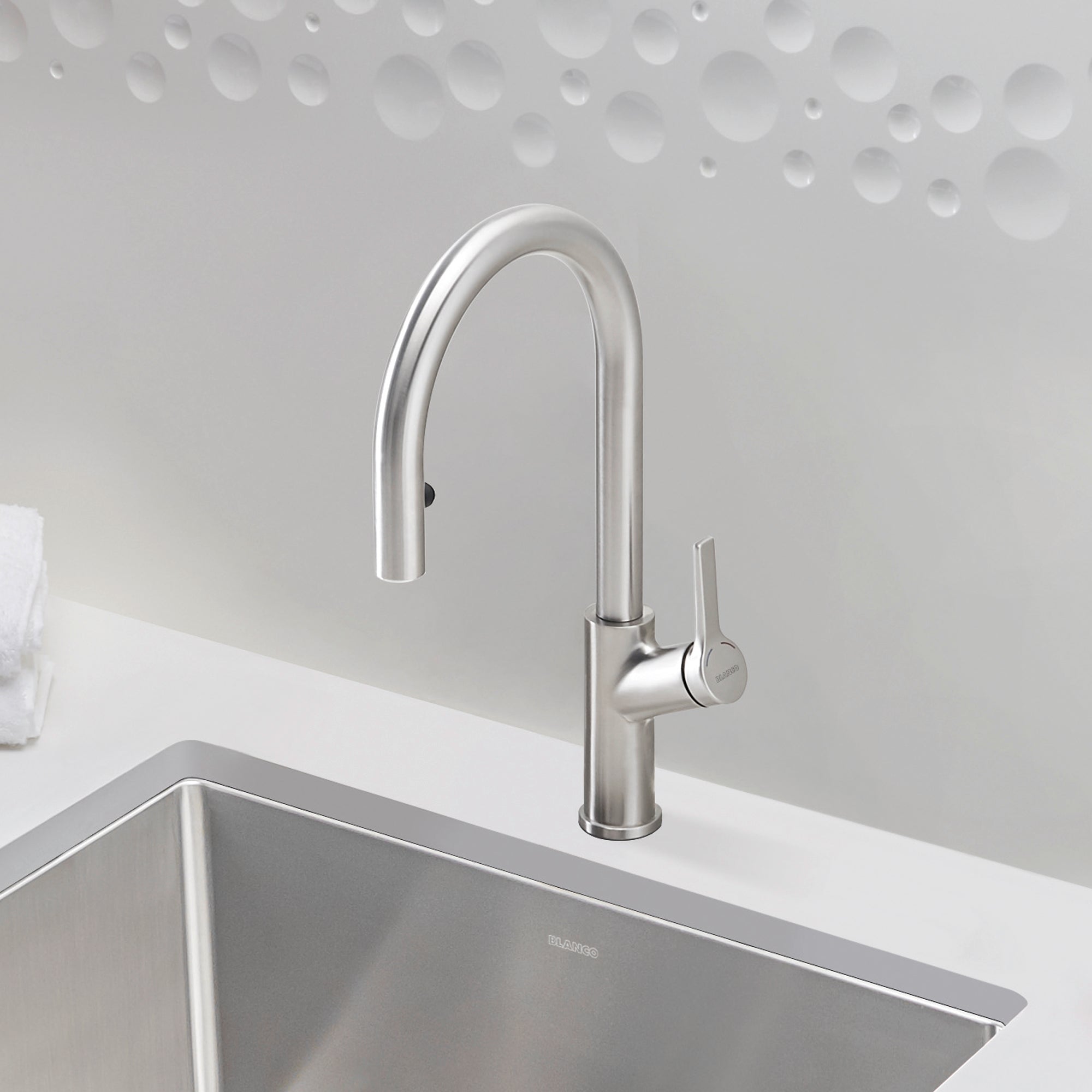 Alternate Image for Blanco Urbena 1.5 GPM Brass Kitchen Faucet, Pull-Down, Classic Steel, 526389
