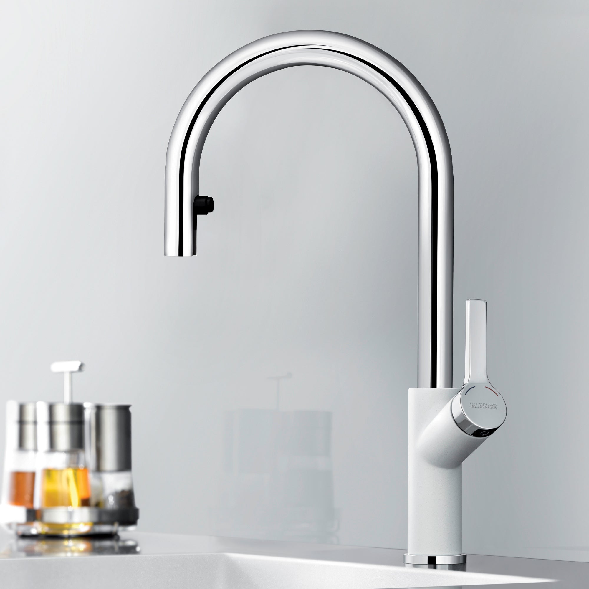 Alternate Image for Blanco Urbena 1.5 GPM Brass Kitchen Faucet, Pull-Down, White/Chrome, 526391