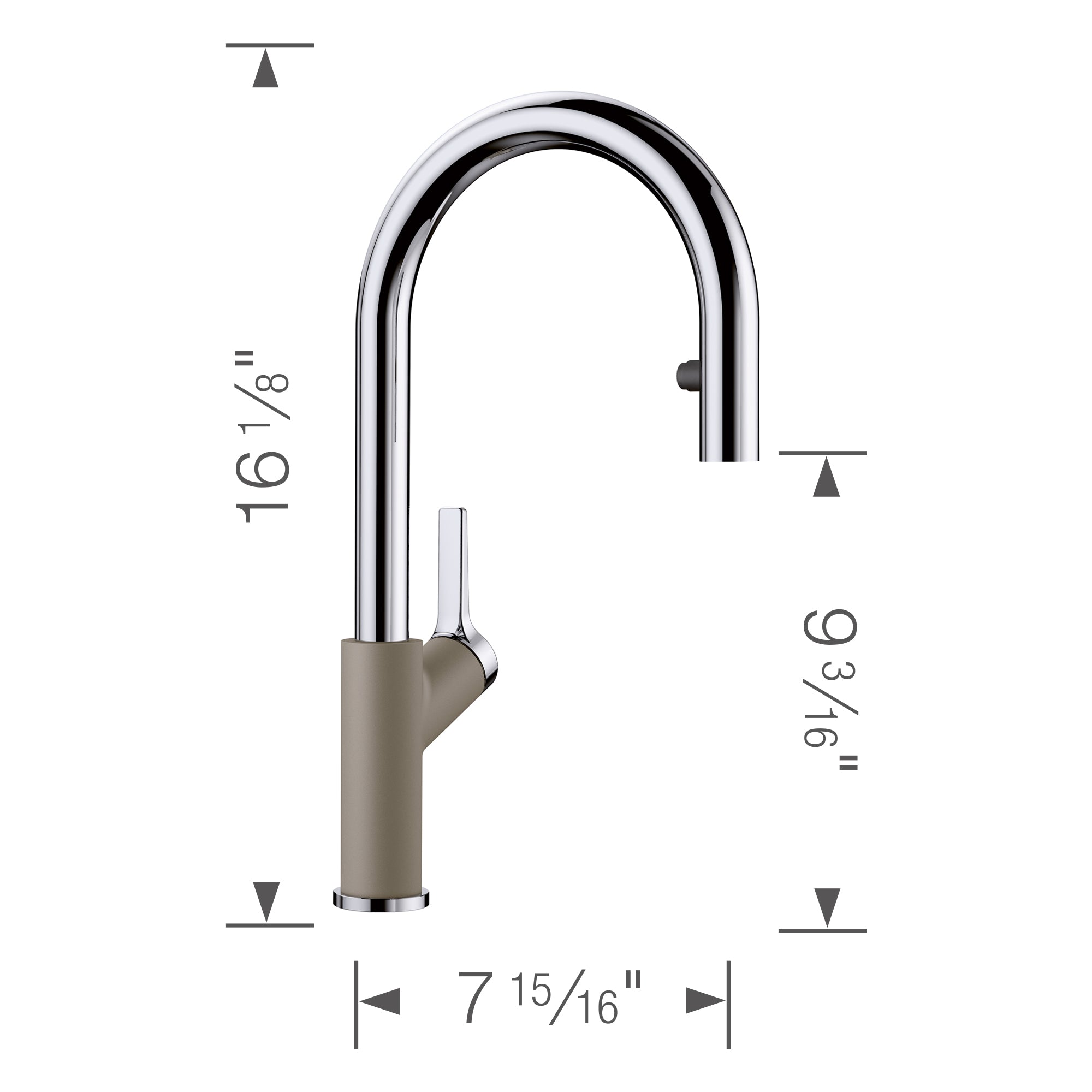 Alternate Image for Blanco Urbena 1.5 GPM Brass Kitchen Faucet, Pull-Down, Truffle/Chrome, 526397