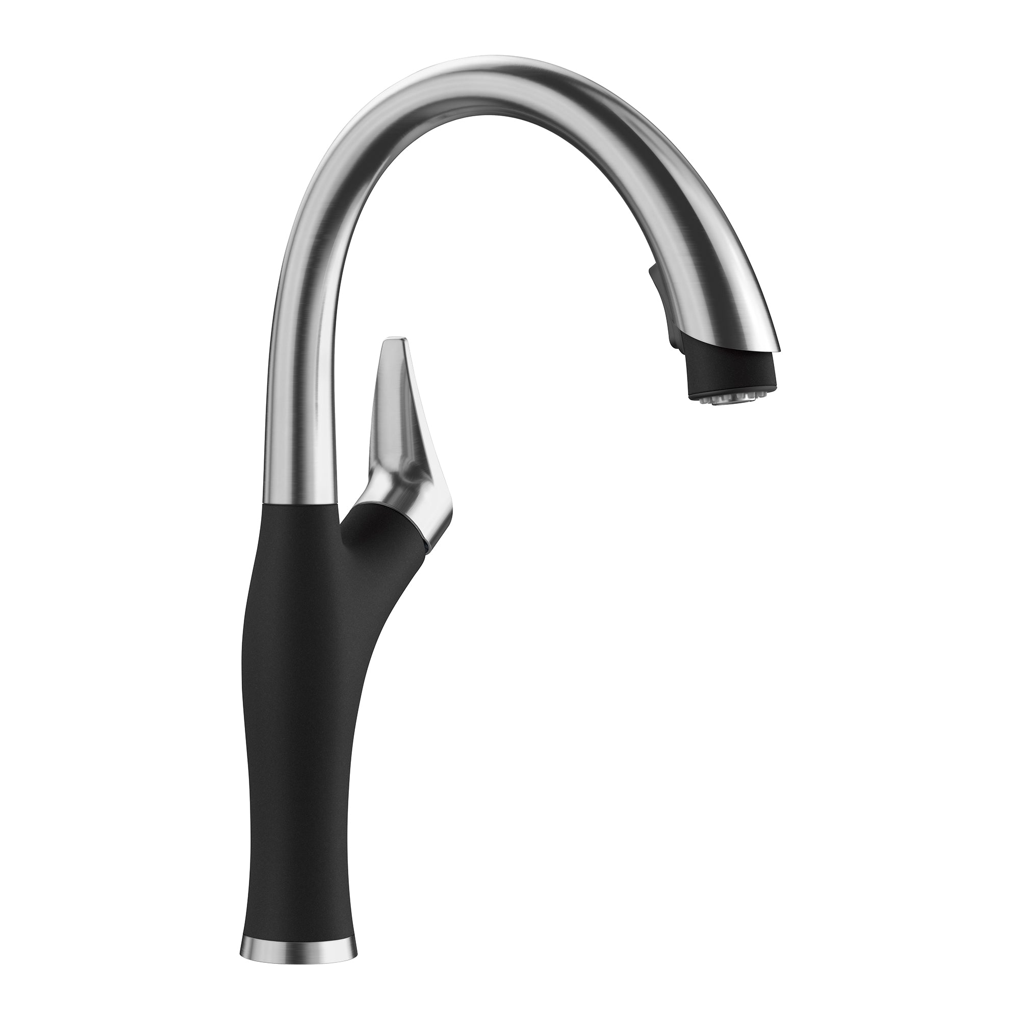 Blanco Artona 1.5 GPM Brass Kitchen Faucet, Pull-Down, Coal Black/Stainless, 526401