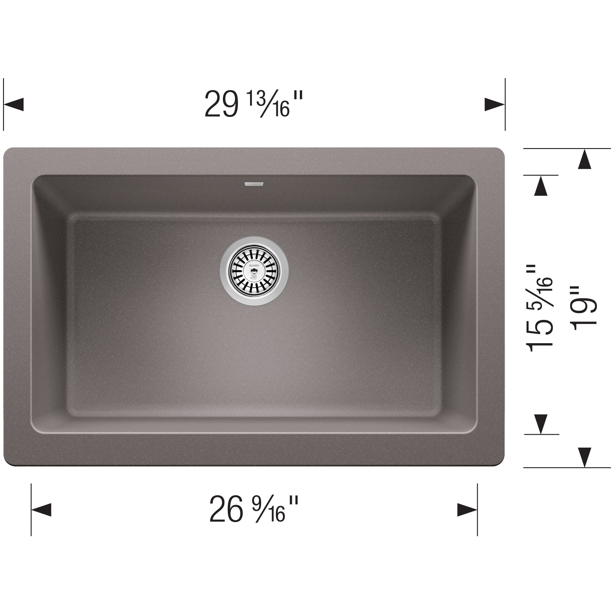 Blanco Vintera 30" Granite Composite Workstation Farmhouse Sink, Silgranit, Metallic Gray, 526540