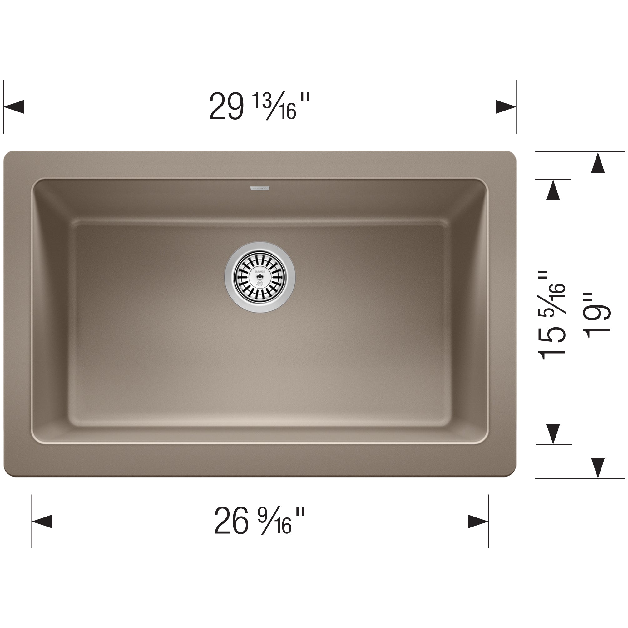 Blanco Vintera 30" Granite Composite Workstation Farmhouse Sink, Silgranit, Truffle, 526544