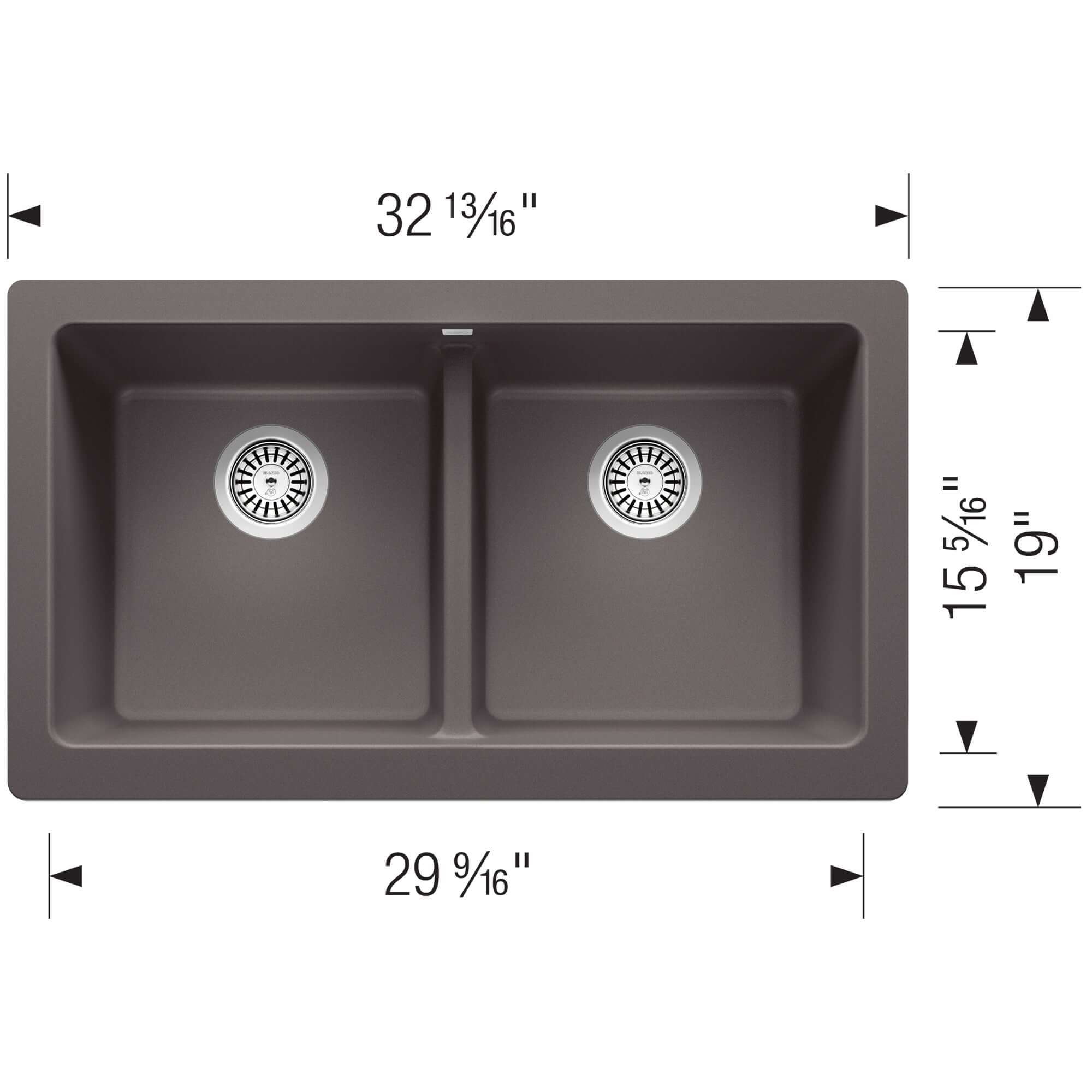 Alternate Image for Blanco Vintera 33" Granite Composite Workstation Farmhouse Sink, Silgranit, 50/50 Double Bowl, Cinder, 526548