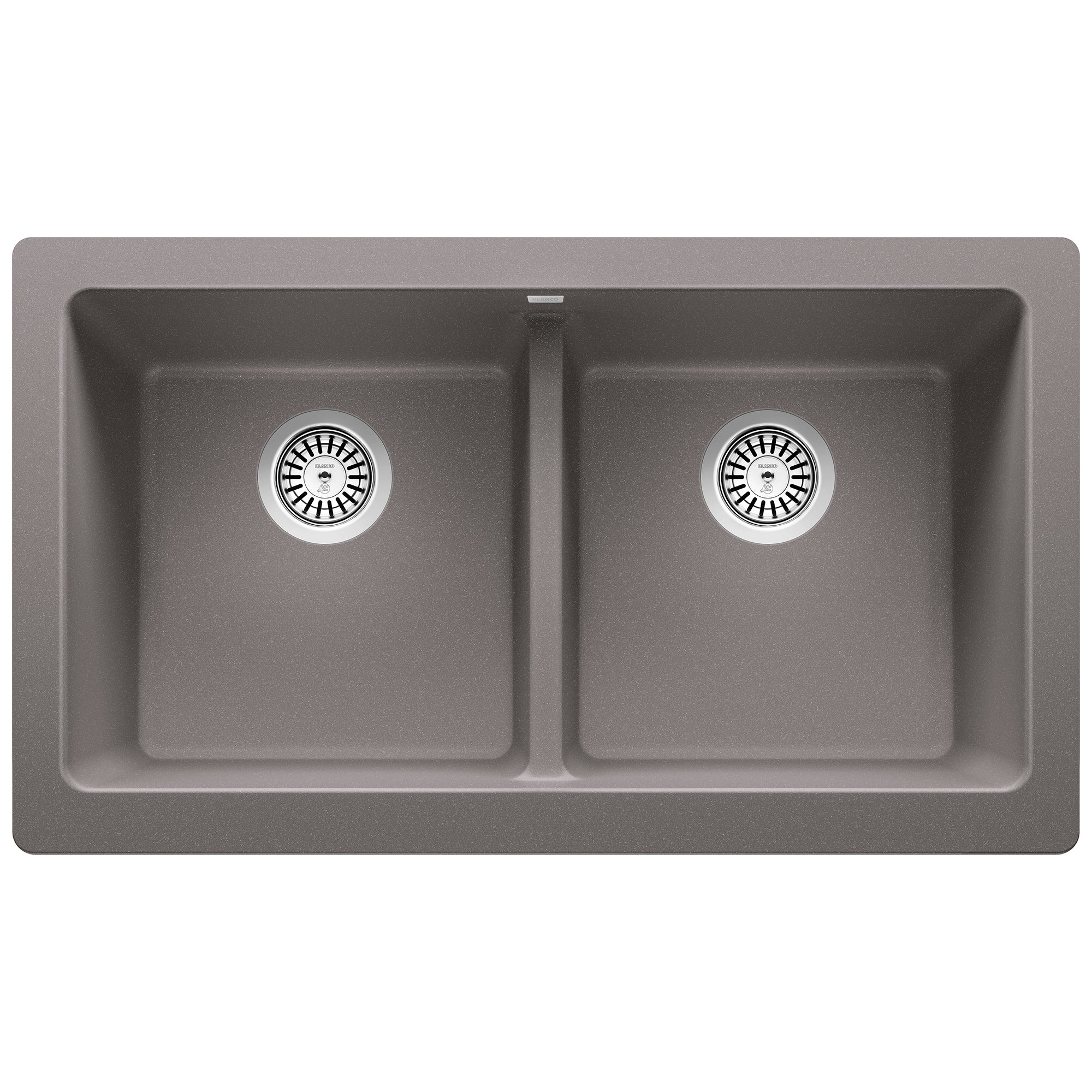 Blanco Vintera 33" Granite Composite Workstation Farmhouse Sink, Silgranit, 50/50 Double Bowl, Metallic Gray, 526549