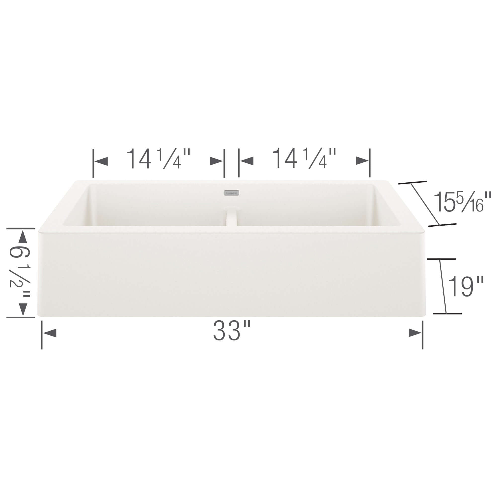 Alternate Image for Blanco Vintera 33" Granite Composite Workstation Farmhouse Sink, Silgranit, 50/50 Double Bowl, White, 526550