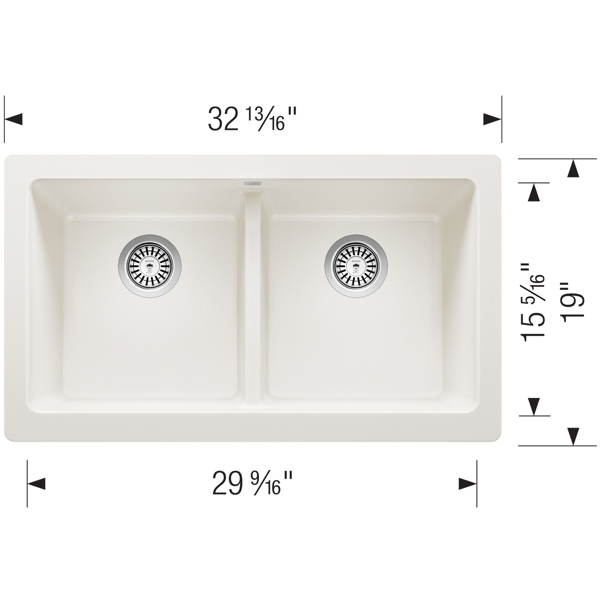 Blanco Vintera 33" Granite Composite Workstation Farmhouse Sink, Silgranit, 50/50 Double Bowl, White, 526550