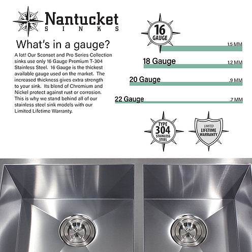 Alternate Image for Nantucket Sinks Pro Series 25" Drop In/Topmount 304 Stainless Steel Kitchen Sink with Accessories, 16 Gauge, SR2522-16