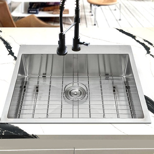 Alternate Image for Nantucket Sinks Pro Series 25" Drop In/Topmount 304 Stainless Steel Kitchen Sink with Accessories, 16 Gauge, SR2522-16