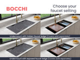 BOCCHI Baveno Lux 34" Undermount Granite Workstation Kitchen Sink Kit with Accessories, 50/50 Double Bowl, Matte Black, 1618-504-0126