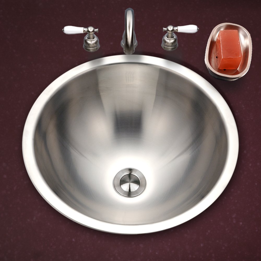 Alternate Image for Houzer 17" Stainless Steel Topmount Bathroom Sink, Round, CRT-1620-1