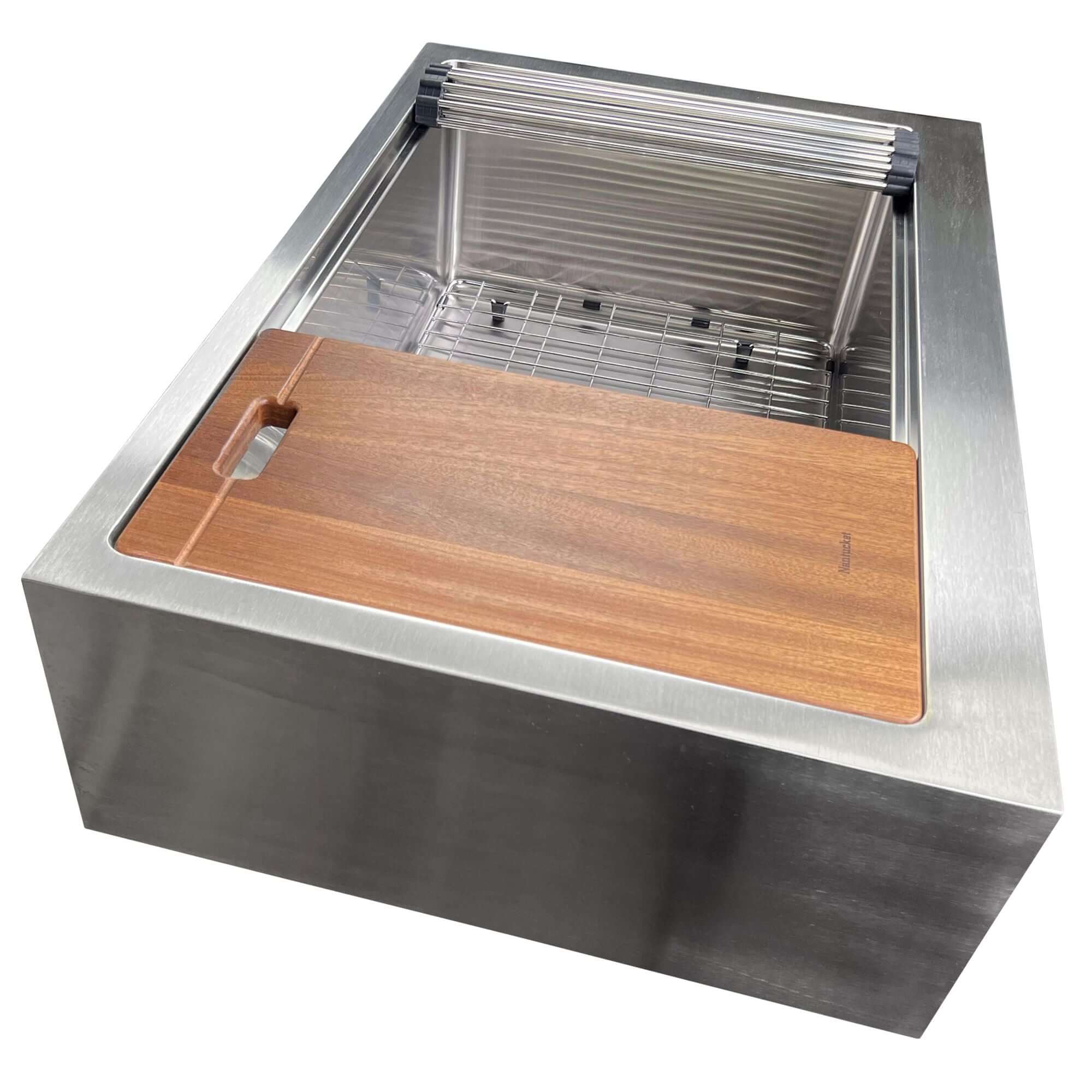 Alternate Image for Nantucket Sinks Pro Series 33" 304 Stainless Steel Workstation Farmhouse Sink with Accessories, 16 Gauge, AP-PS-3221-16