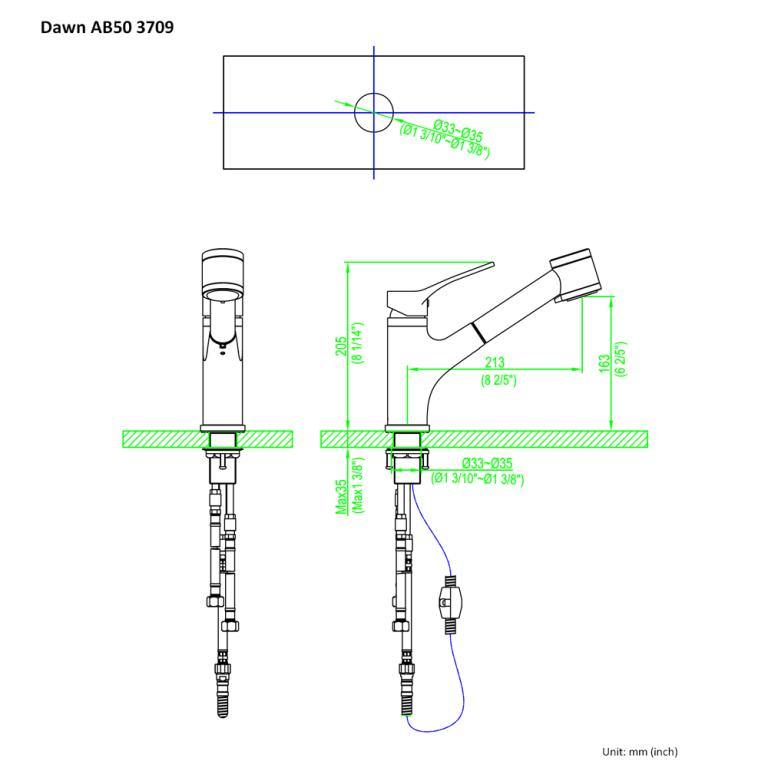 Dawn 9" 1.8 GPM Pull Out Kitchen Faucet, Chrome, AB50 3709C - The Sink Boutique