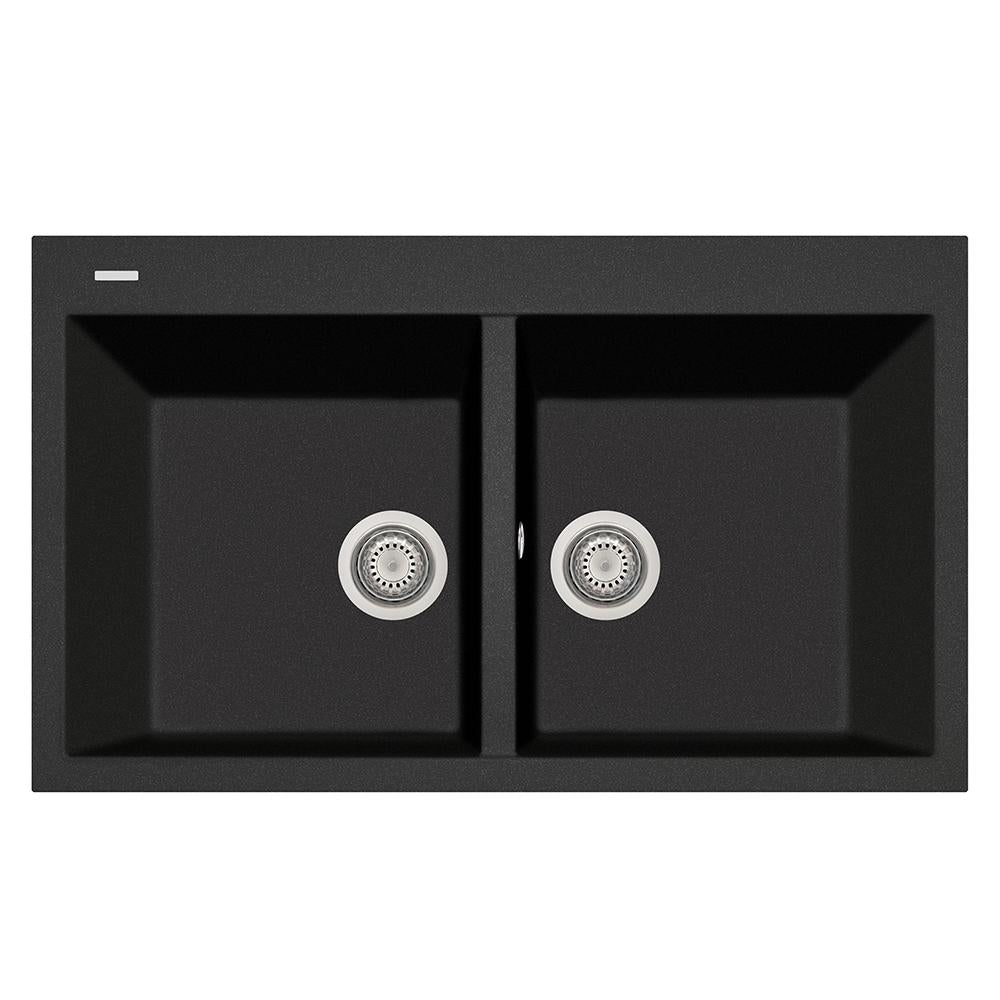 Alternate Image for Latoscana Plados 34" Drop-in Double Bowl Kitchen Sink, Black, AM8620-44UG