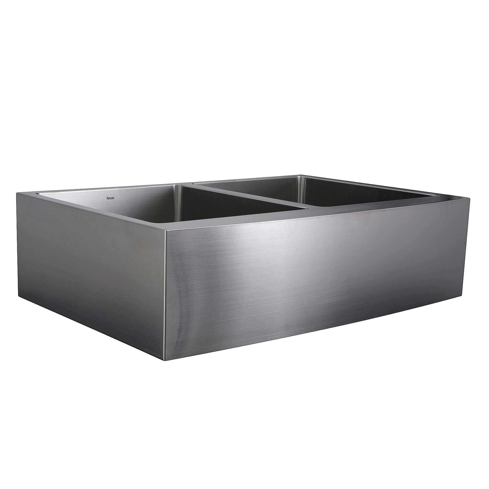 Alternate Image for Nantucket Sinks Pro Series 33" Stainless Steel Farmhouse Sink, 16 Gauge, Double Bowl, APRON332210-DBL-SR