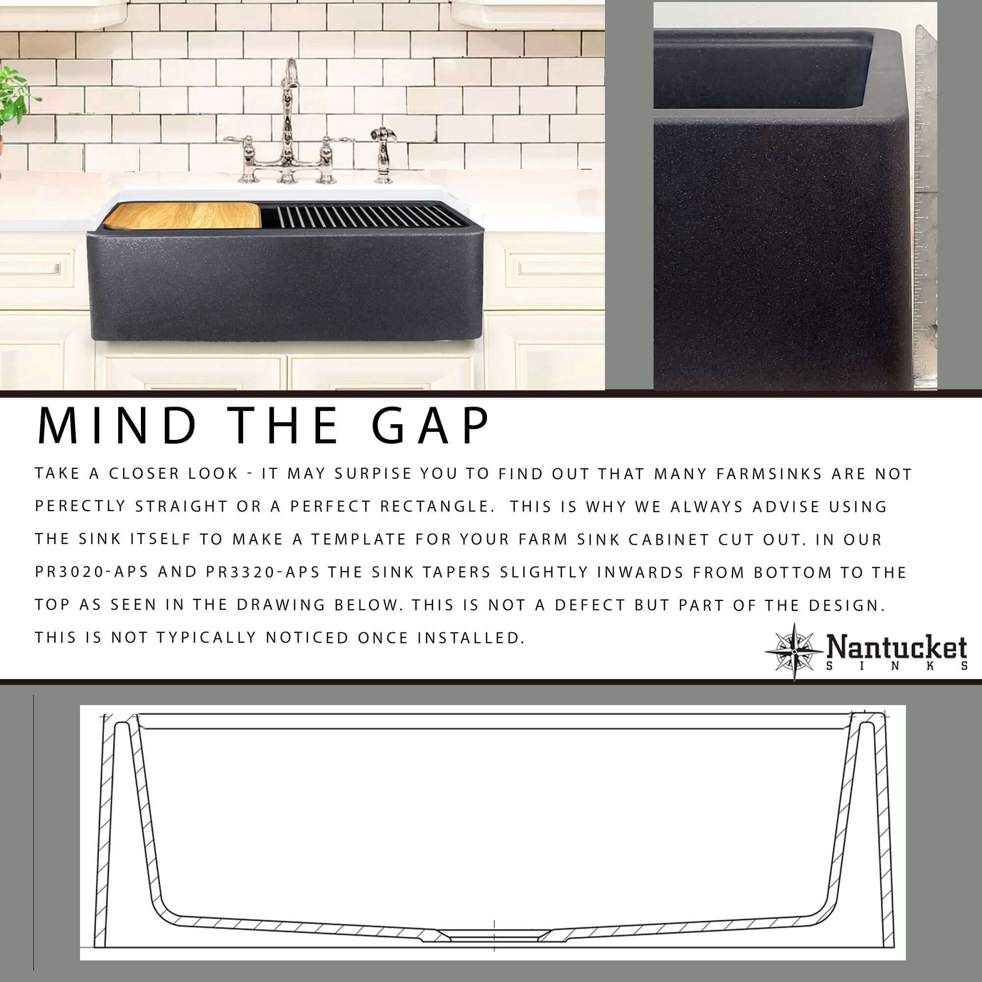 Alternate Image for Nantucket Sinks Rockport 33" Granite Composite Workstation Farmhouse Sink with Accessories, Black, PR3320-APS-BL