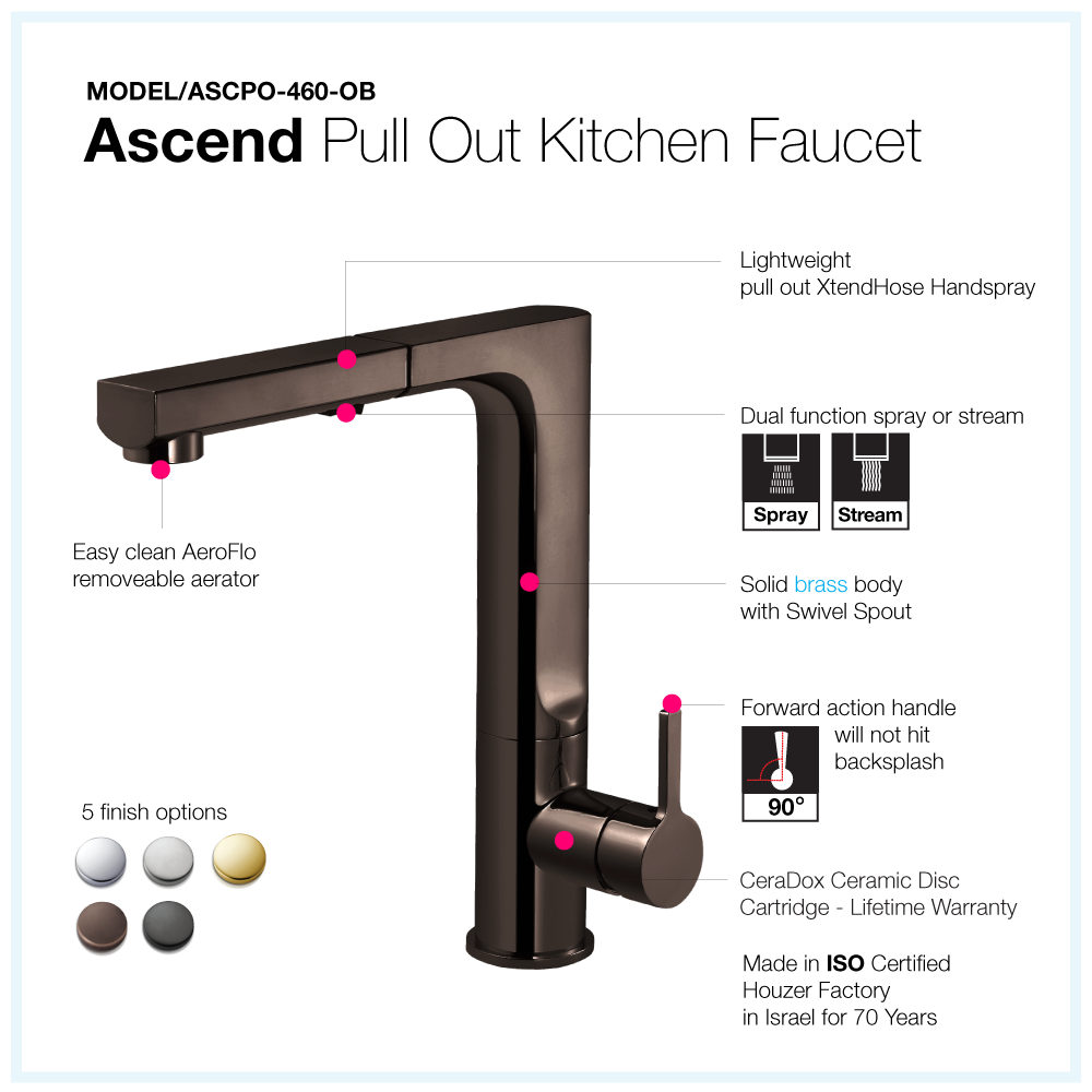 Alternate Image for Houzer Ascend Pull Out Kitchen Faucet Oil Rubbed Bronze, ASCPO-460-OB