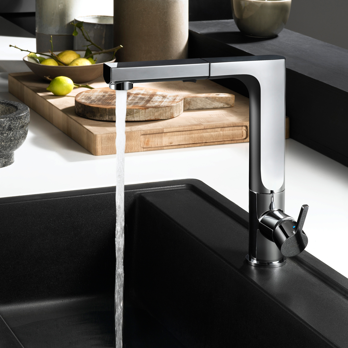 Alternate Image for Houzer Ascend Pull Out Kitchen Faucet with CeraDox Technology Polished Chrome, ASCPO-460-PC