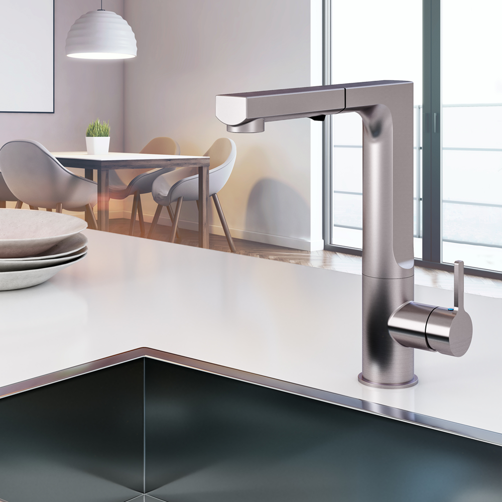 Alternate Image for Houzer Ascend Pull Out Kitchen Faucet with CeraDox Technology Polished Chrome, ASCPO-460-PC