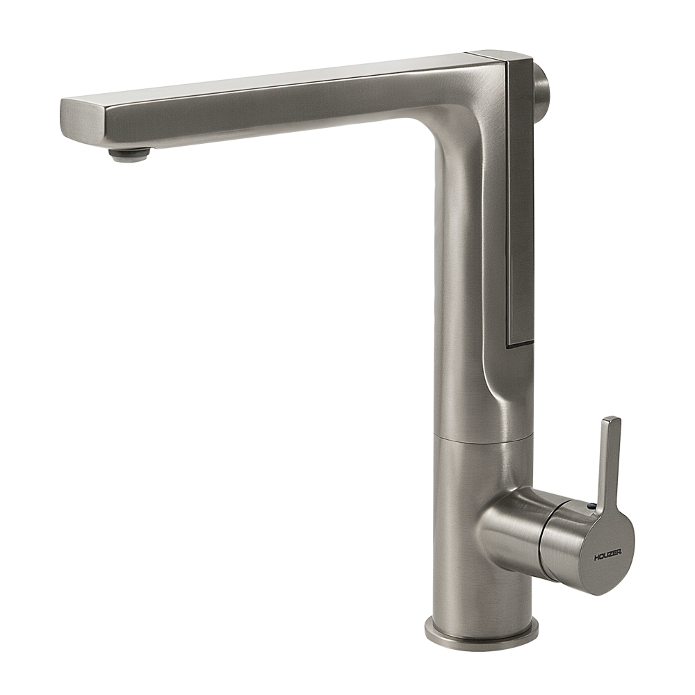Houzer Ascend Integrated Pull Up Kitchen Faucet Brushed Nickel, ASCPU-460-BN