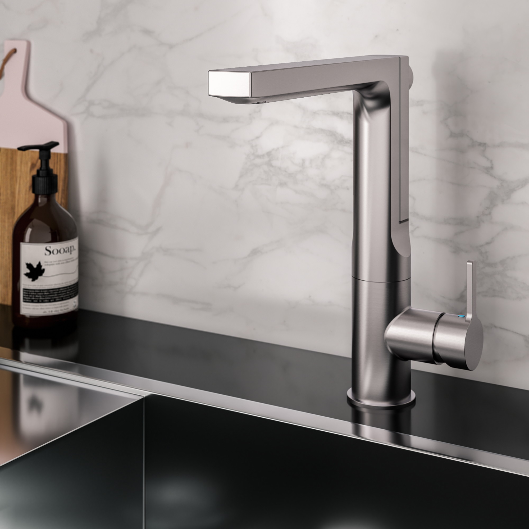 Houzer Ascend 1.75 GPM Lever Brass Kitchen Faucet, Pull Up, Matte Black, ASCPU-460-MB