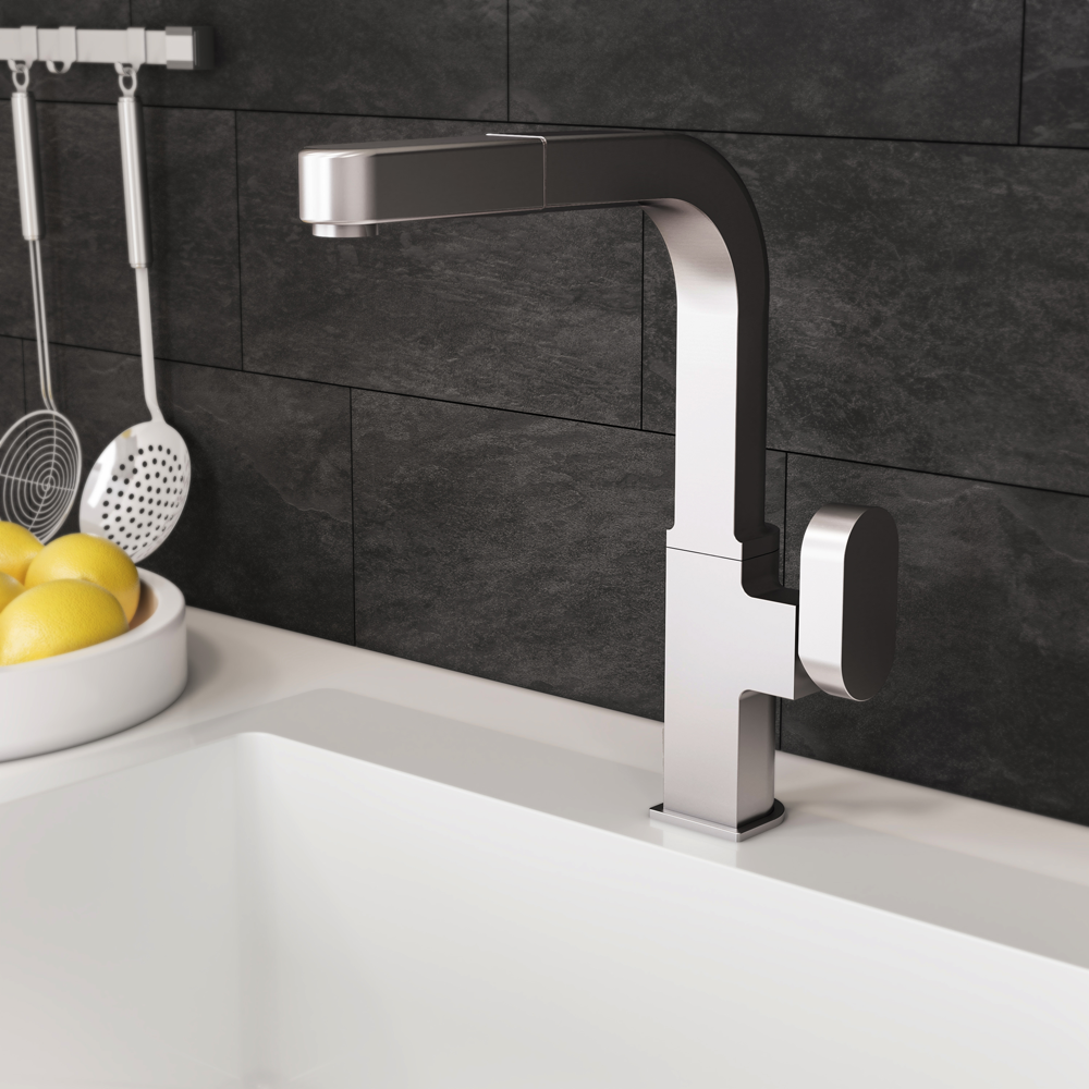 Houzer Azura Pull Out Kitchen Faucet with CeraDox Technology Polished Chrome, AZUPO-965-PC - The Sink Boutique