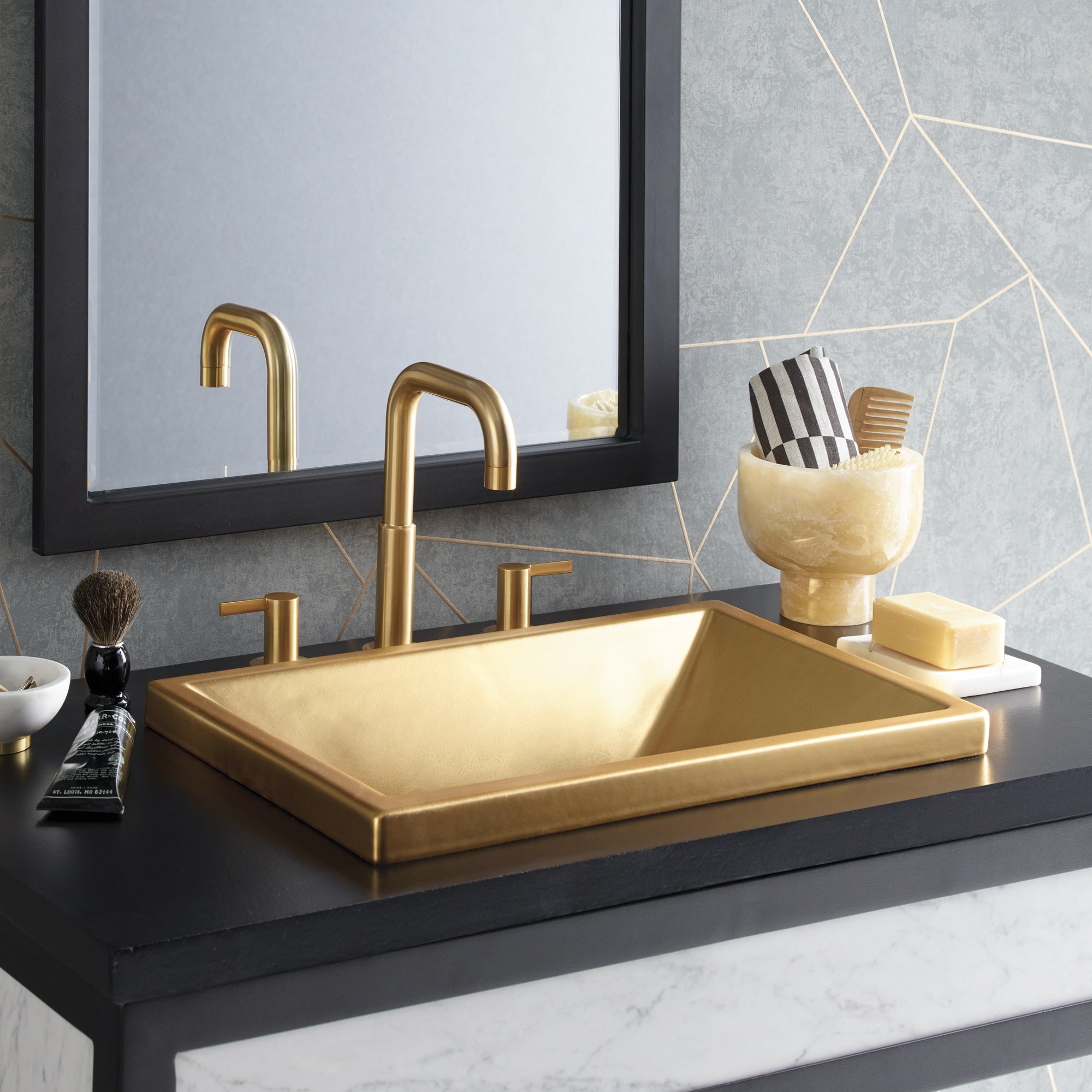 Alternate Image for Native Trails Amara 20" x 14" Rectangle Fireclay Bathroom Sink, Matte Gold, PML2014-G
