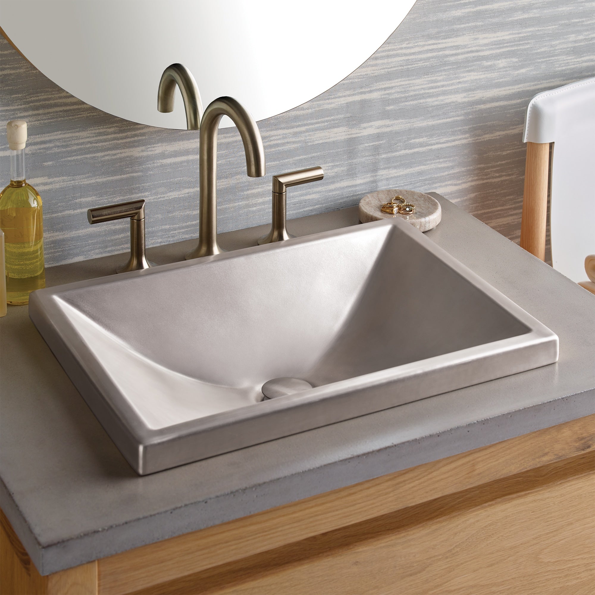 Native Trails Amara 20" x 14" Rectangle Fireclay Bathroom Sink, Silver, PML2014-S