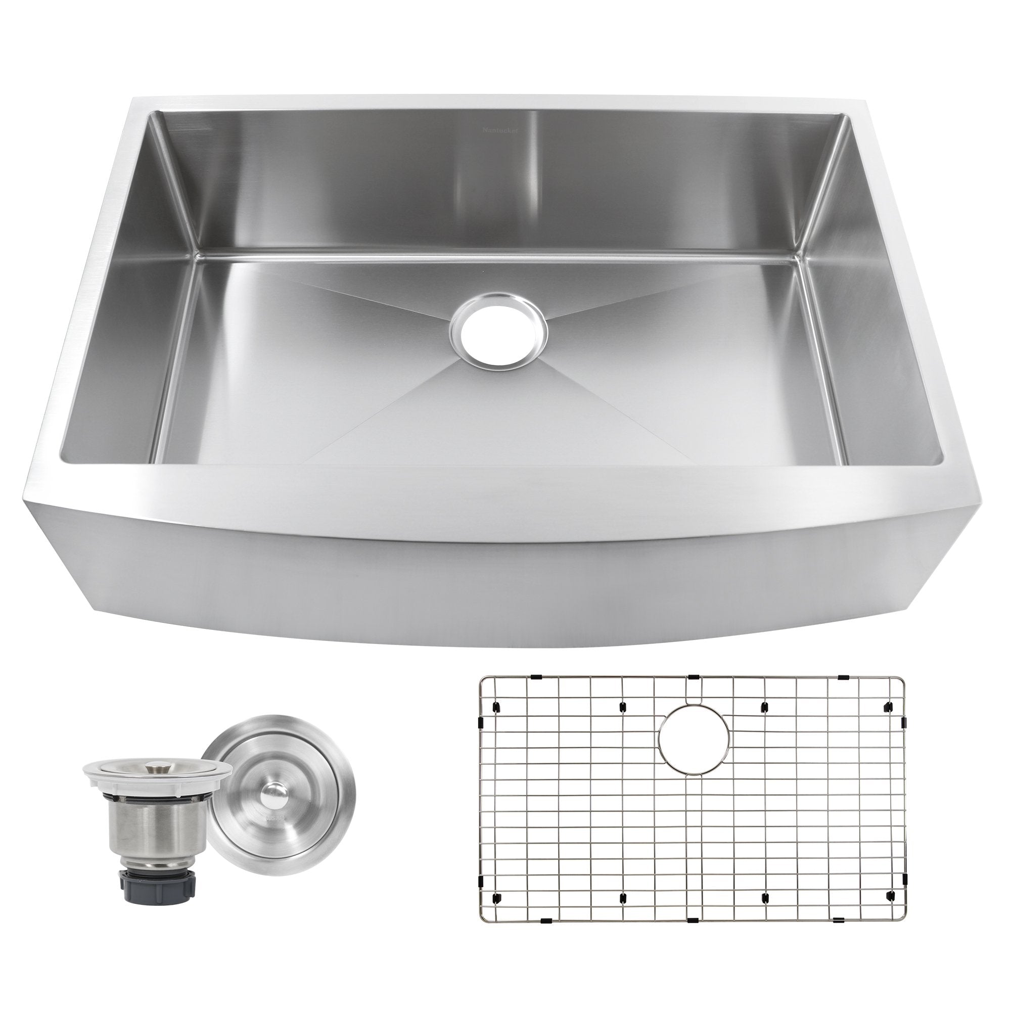 Nantucket Sinks Pro Series 33" Stainless Steel Farmhouse Sink, Apron332210-SR-16 - The Sink Boutique