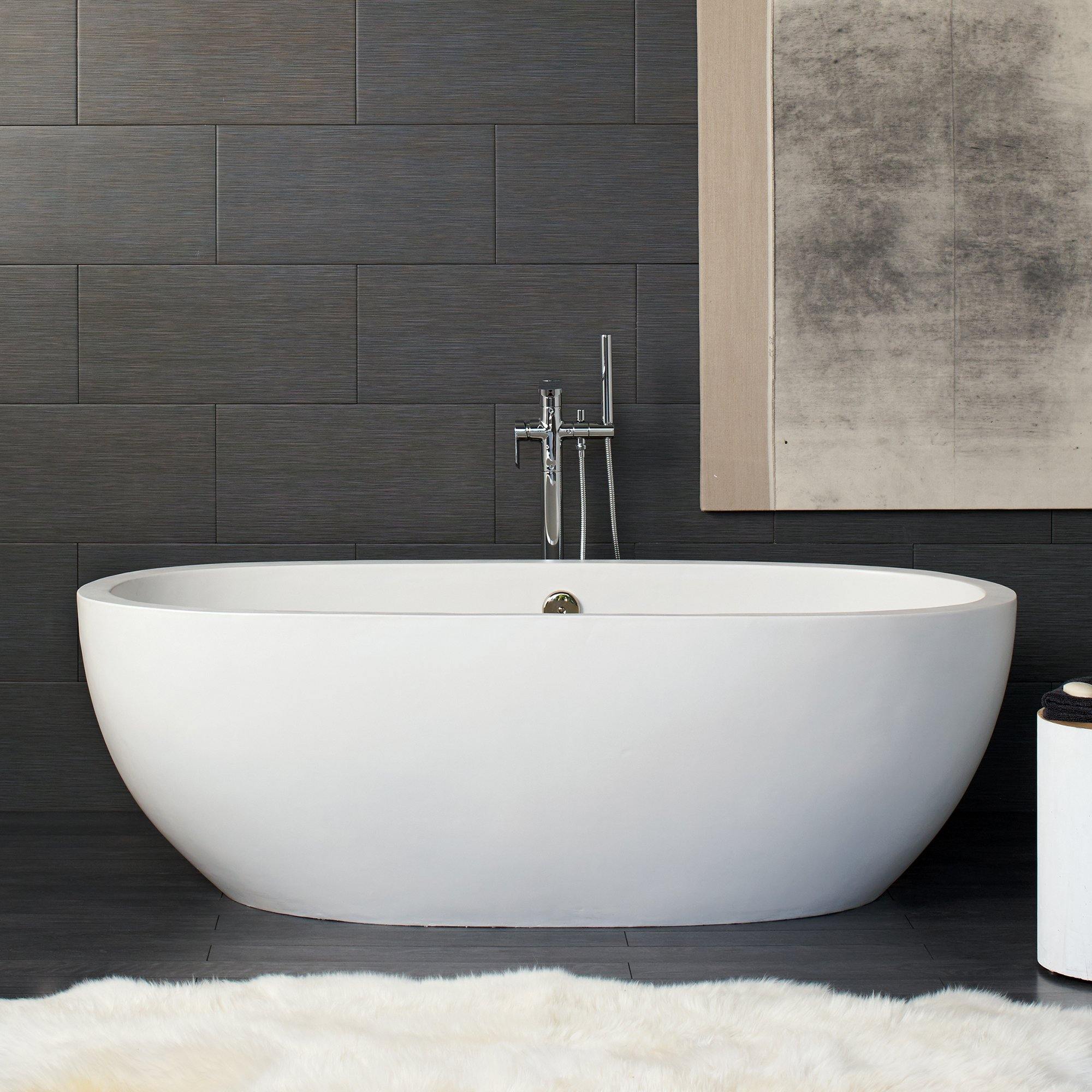 Native Trails 72" NativeStone Concrete Avalon 72" Bathtub, Pearl, NST7236-P