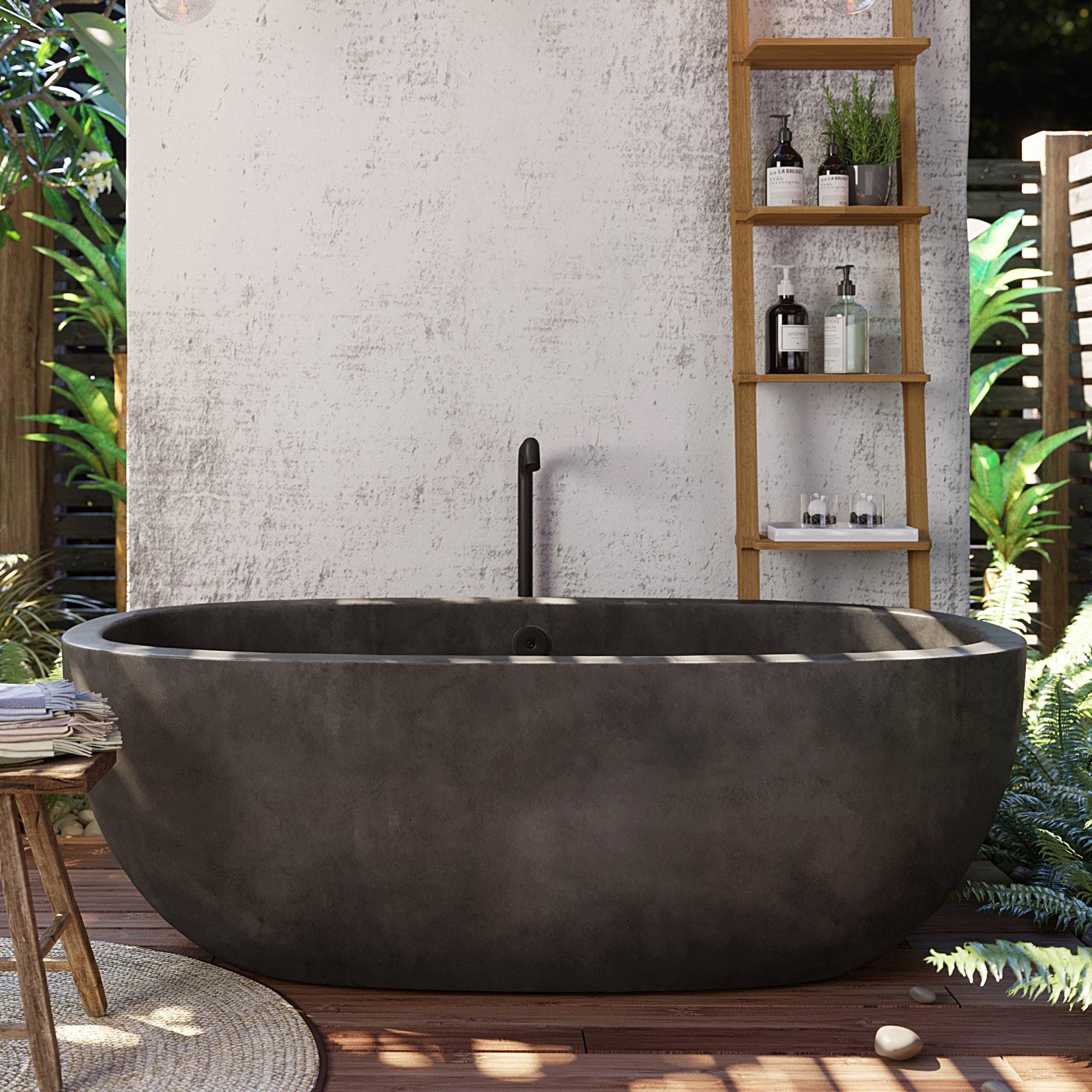 Alternate Image for Native Trails 72" NativeStone Concrete Avalon 72" Bathtub, Slate, NST7236-S