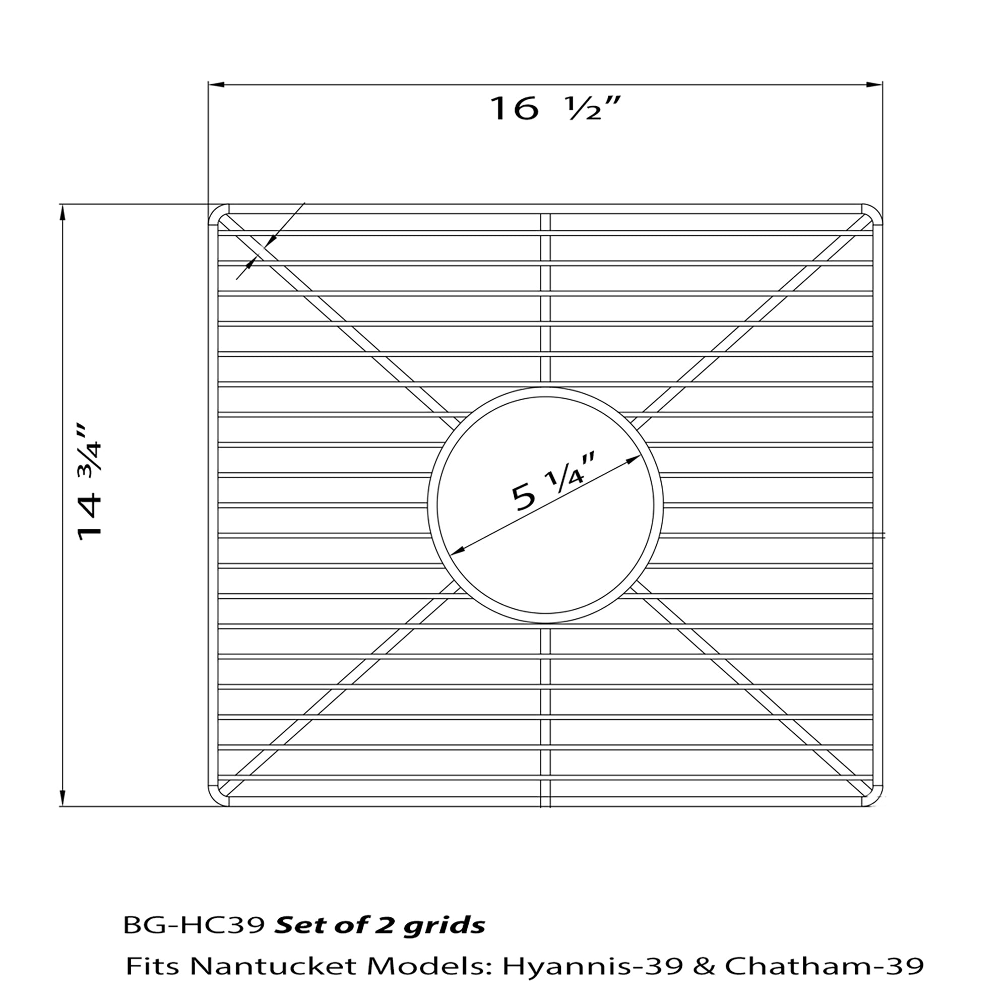 Nantucket Sinks Stainless Steel Bottom Grids Set BG-HC39 - The Sink Boutique