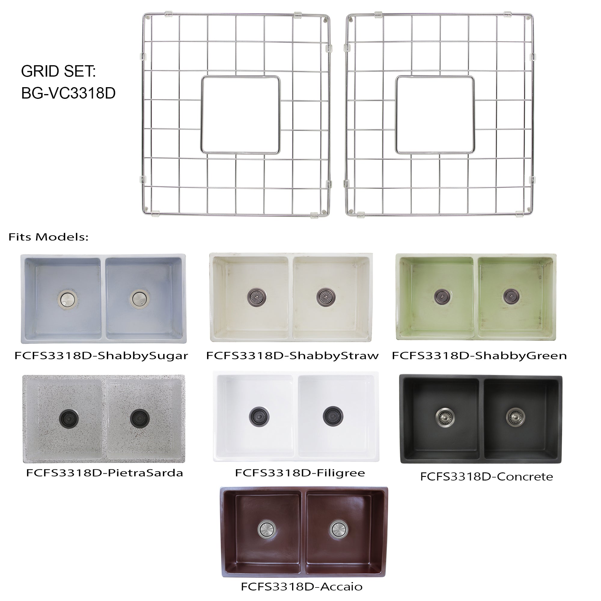 Nantucket Sinks Stainless Steel Bottom Grids Set BG-VC3318D - The Sink Boutique
