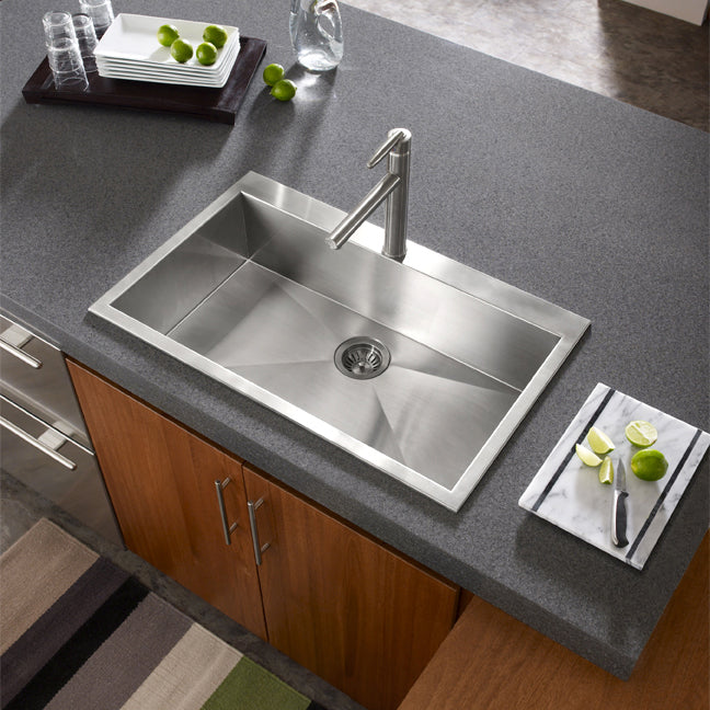 Alternate Image for Houzer 33" Stainless Steel Topmount Single Bowl Kitchen Sink, 18 Gauge, BLS-3322