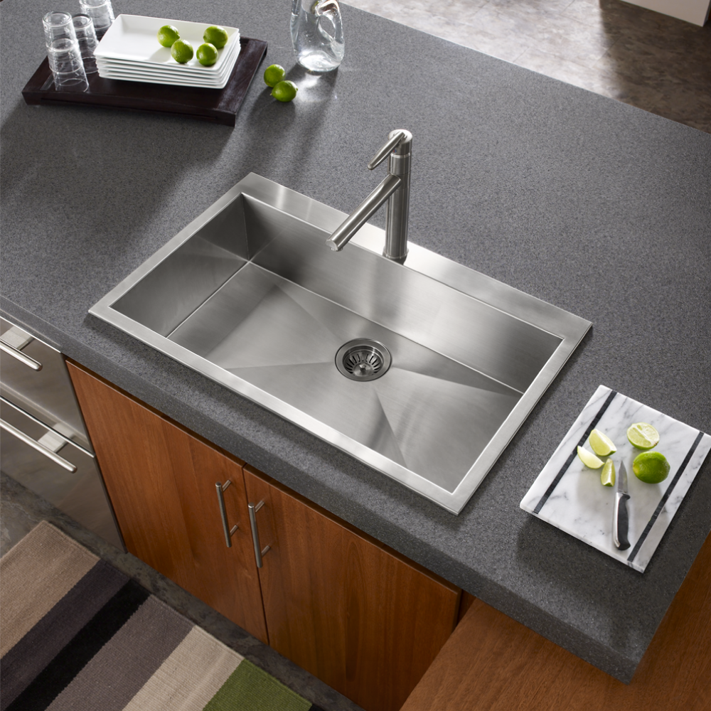 Alternate Image for Houzer 33" Stainless Steel Topmount Single Bowl Kitchen Sink, 18 Gauge, BLS-3322