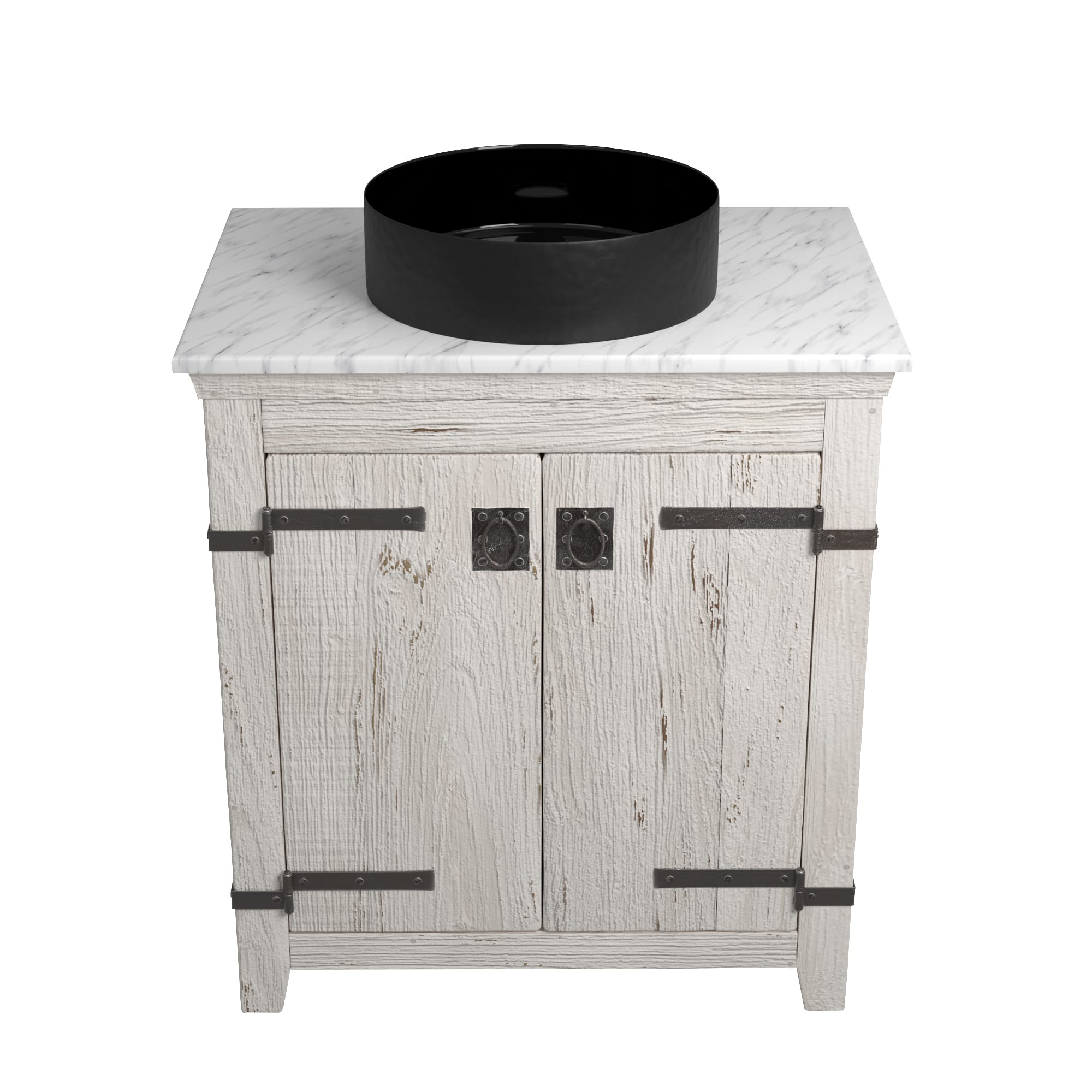 Native Trails 30" Americana Vanity in Whitewash with Carrara Marble Top and Positano in Abyss, Single Faucet Hole, BND30-VB-CT-MG-041