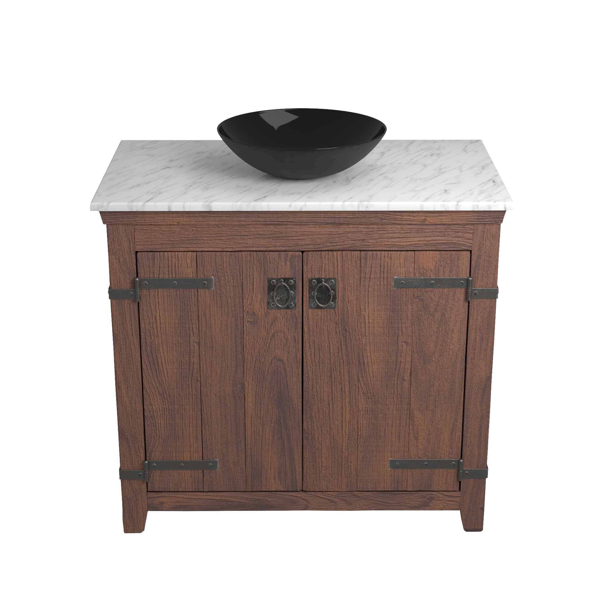 Native Trails 36" Americana Vanity in Chestnut with Carrara Marble Top and Verona in Abyss, Single Faucet Hole, BND36-VB-CT-MG-067