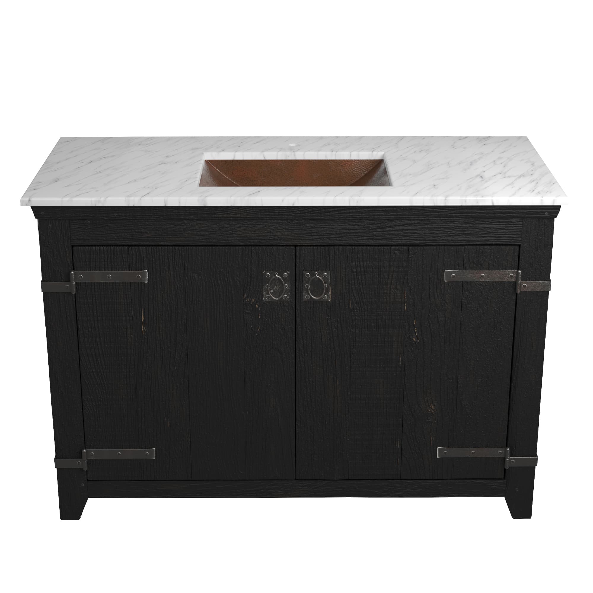 Alternate Image for Native Trails 48" Americana Vanity in Anvil with Carrara Marble Top and Avila in Antique, Single Faucet Hole, BND48-VB-CT-CP-005