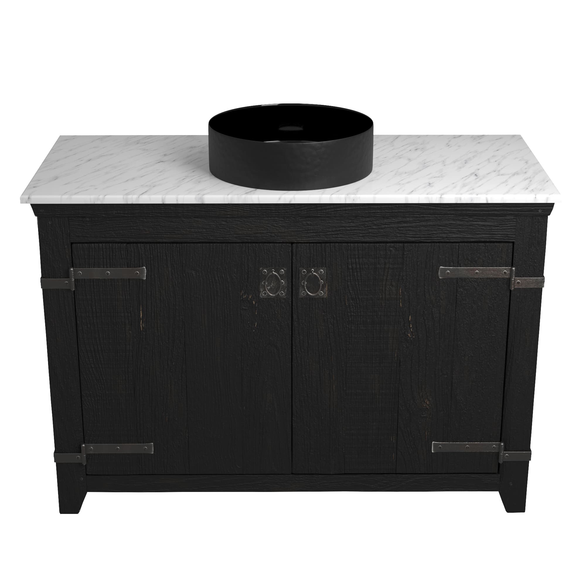 Native Trails 48" Americana Vanity in Anvil with Carrara Marble Top and Positano in Abyss, Single Faucet Hole, BND48-VB-CT-MG-045