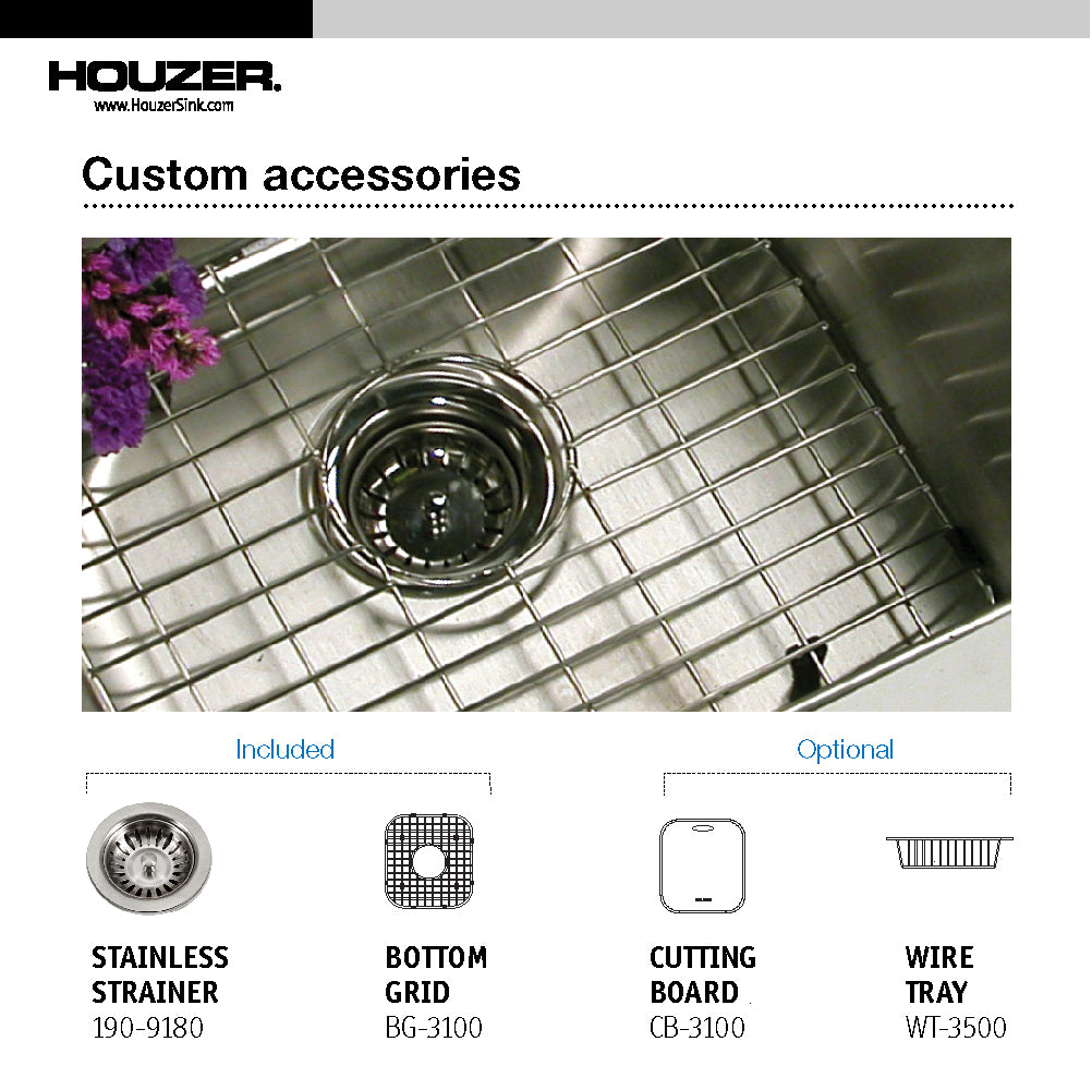 Alternate Image for Houzer Belleo 18" Drop In/Topmount Stainless Steel Kitchen Sink, 50/50 Double Bowl, 18 Gauge, BSD-3209