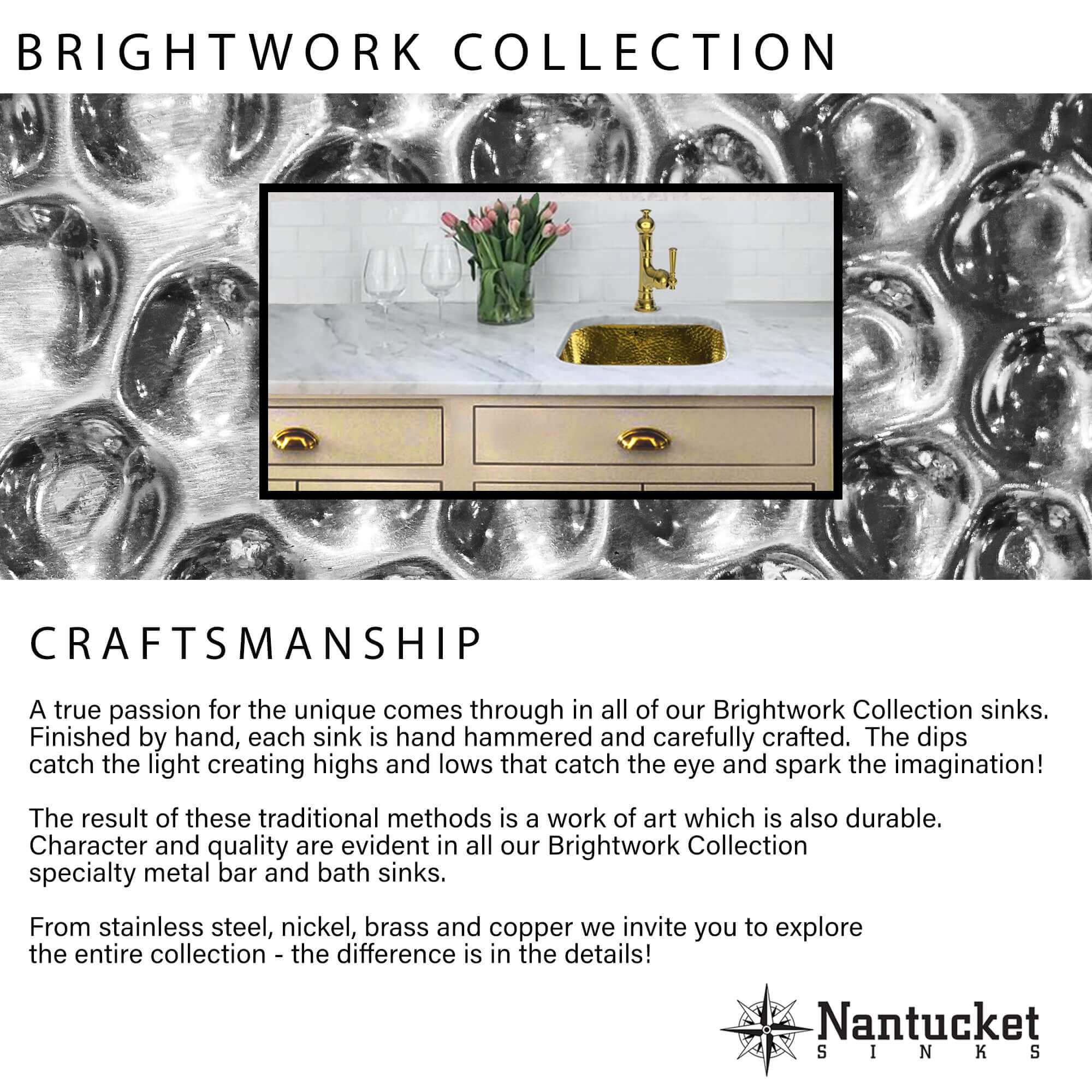 Alternate Image for Nantucket Sinks Brightwork Home 13" Stainless Steel Bathroom Sink, ROS-OF
