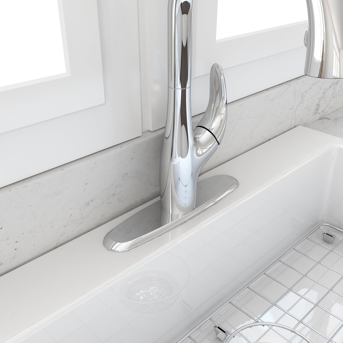 BOCCHI Traditional Kitchen Faucet Deck Plate Oval Chrome, 2180 0004 CH