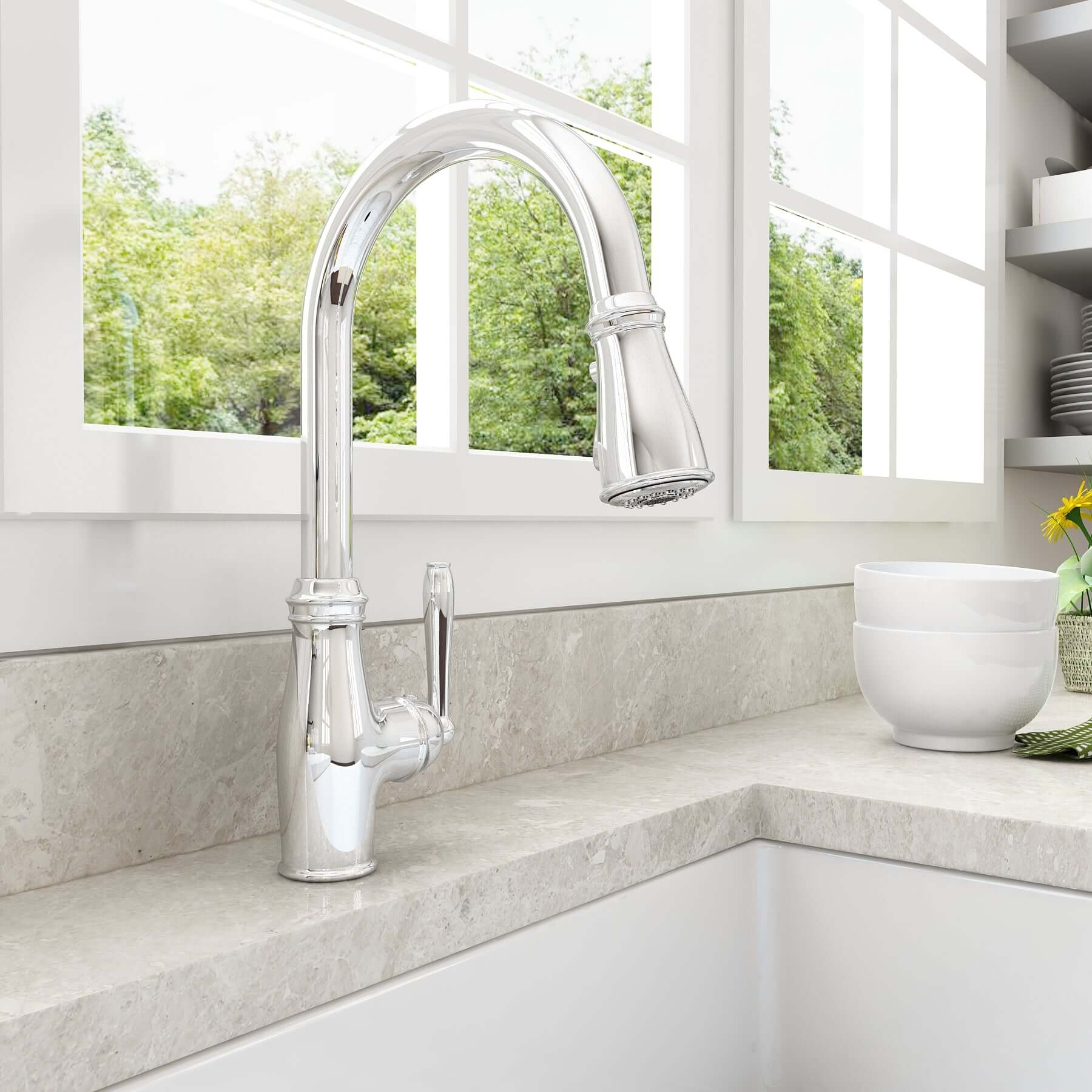 Alternate Image for BOCCHI Belsena 1.75 GPM Brass Kitchen Faucet, Traditional, Chrome, 2023 0001 CH
