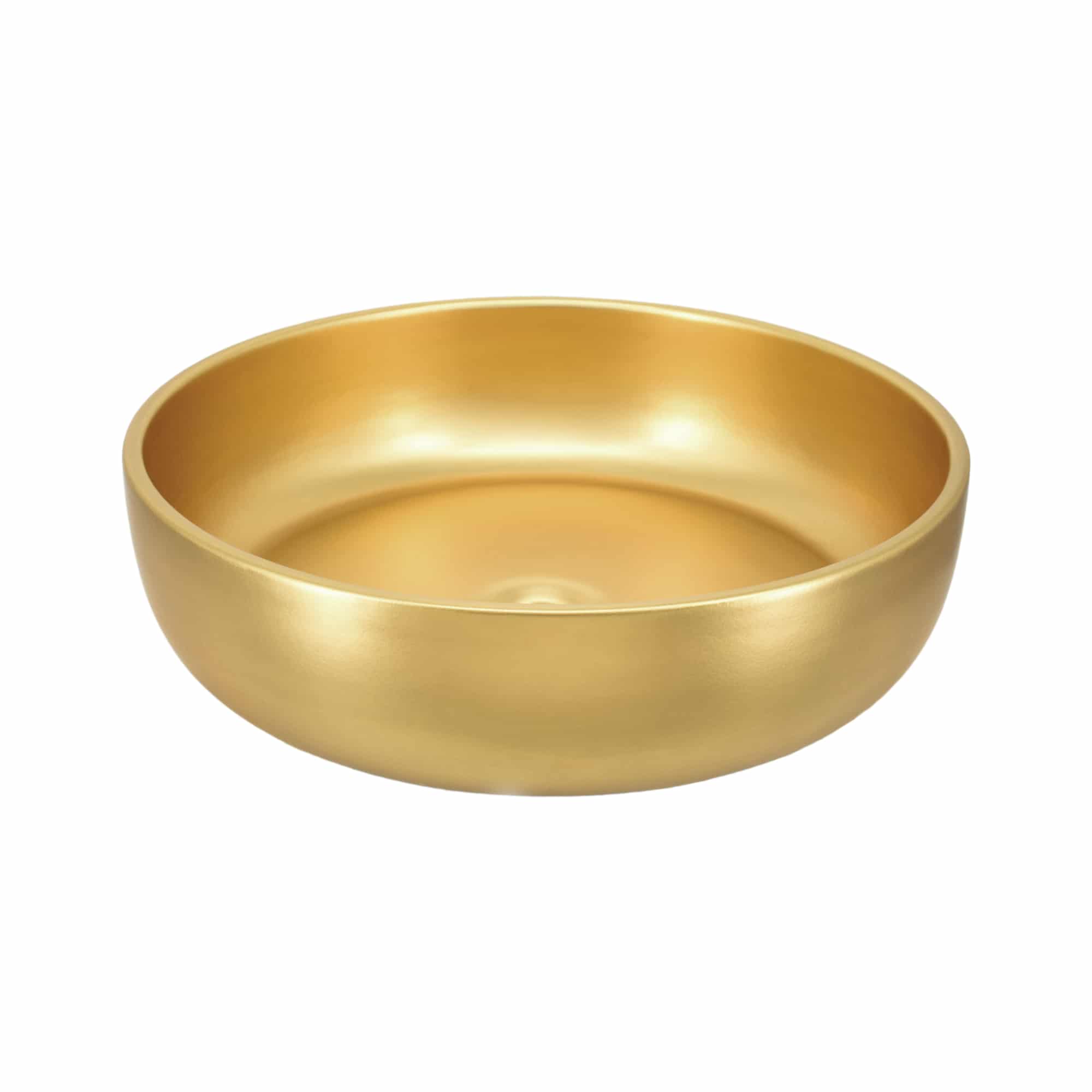 Native Trails Bliss 16" x 16" Round Vessel Fireclay Bathroom Sink, Matte Gold, PML1616-G