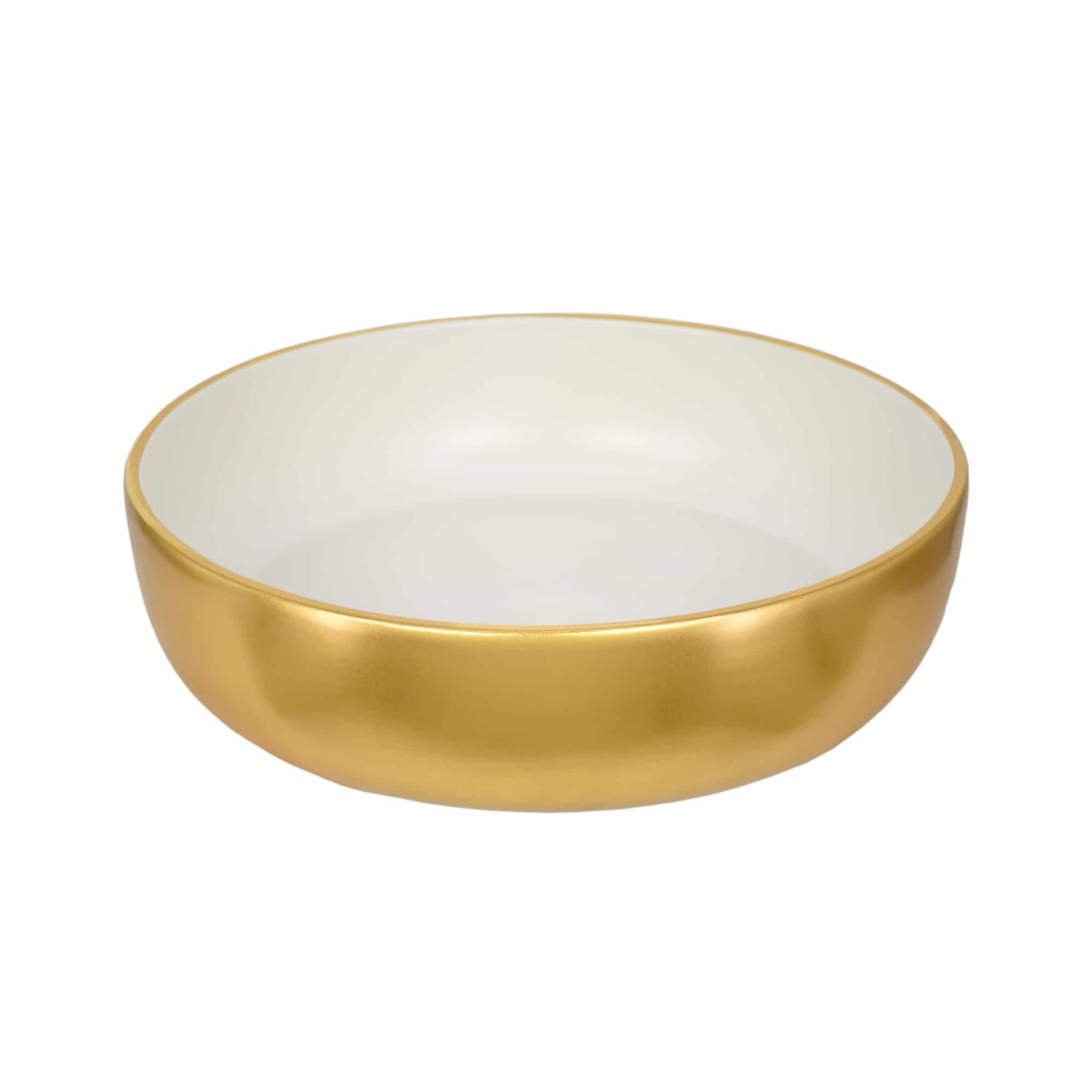 Native Trails Bliss 16" x 16" Round Vessel Fireclay Bathroom Sink, Matte Gold/White, PML1616-GW